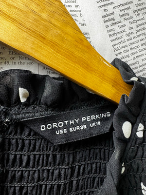 Dorothy Perkins® XS | Bust: 16" | Polka Dot Black and White | Maxi Dress | B5 - 5045 - Genuine Maal