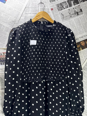 Dorothy Perkins® XS | Bust: 16" | Polka Dot Black and White | Maxi Dress | B5 - 5045 - Genuine Maal