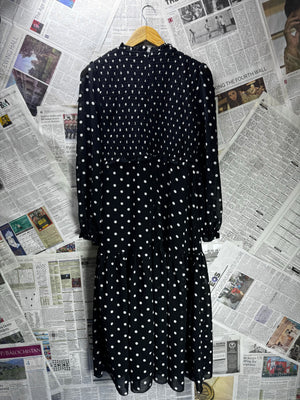 Dorothy Perkins® XS | Bust: 16" | Polka Dot Black and White | Maxi Dress | B5 - 5045 - Genuine Maal