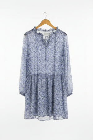 Papaya® XXL | Bust: 24.5" | Floral Blue and White | Mini Dress | B5 - 5051 - Genuine Maal