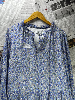 Papaya® XXL | Bust: 24.5" | Floral Blue and White | Mini Dress | B5 - 5051 - Genuine Maal