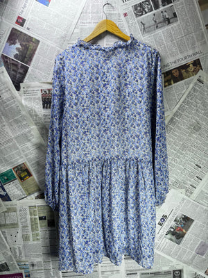 Papaya® XXL | Bust: 24.5" | Floral Blue and White | Mini Dress | B5 - 5051 - Genuine Maal