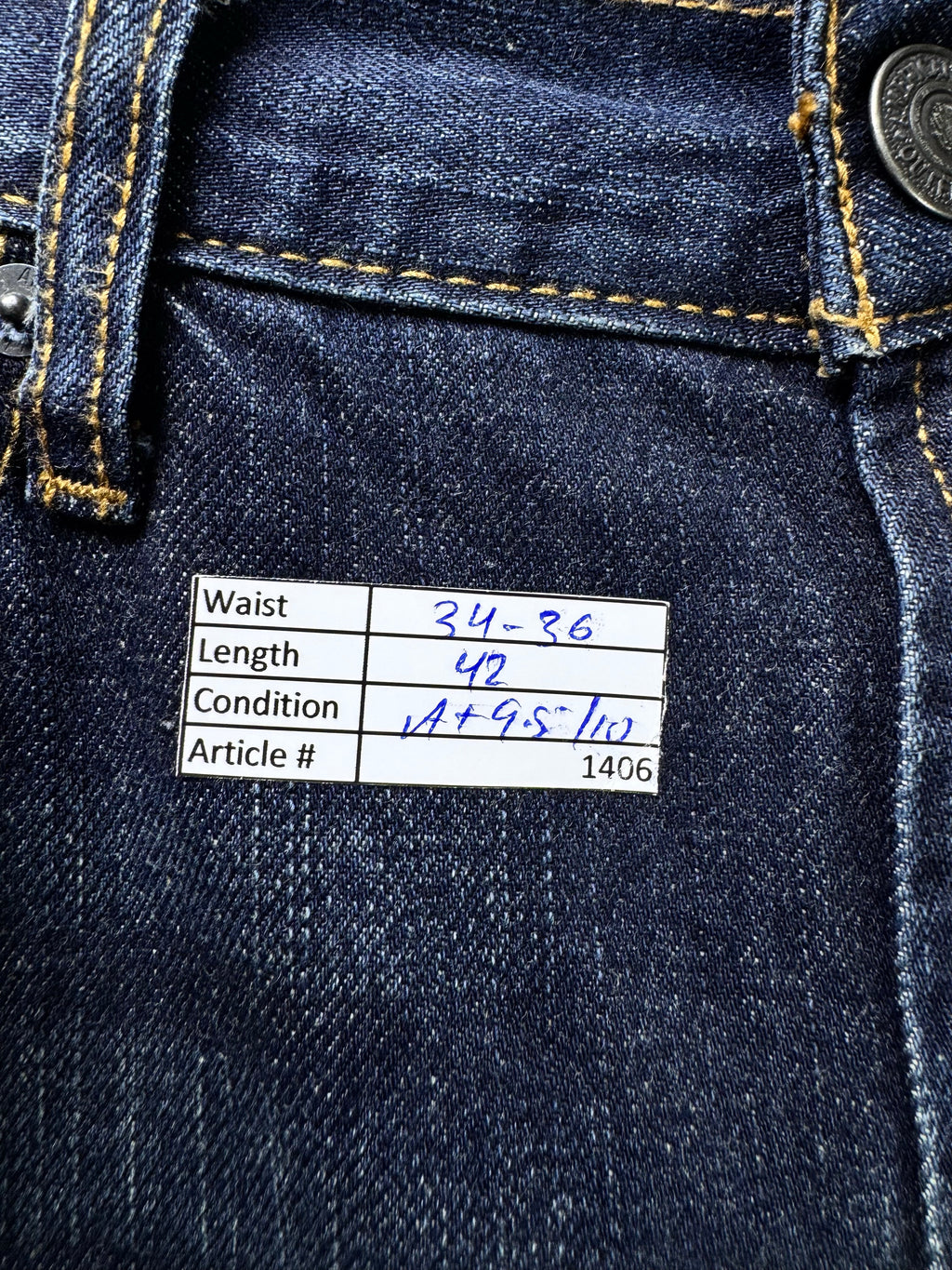 Americ*n Eagle® Waist: 34" to 36" | Blue | Straight Fit Denim Pants | Cotton | 1406 - Genuine Maal