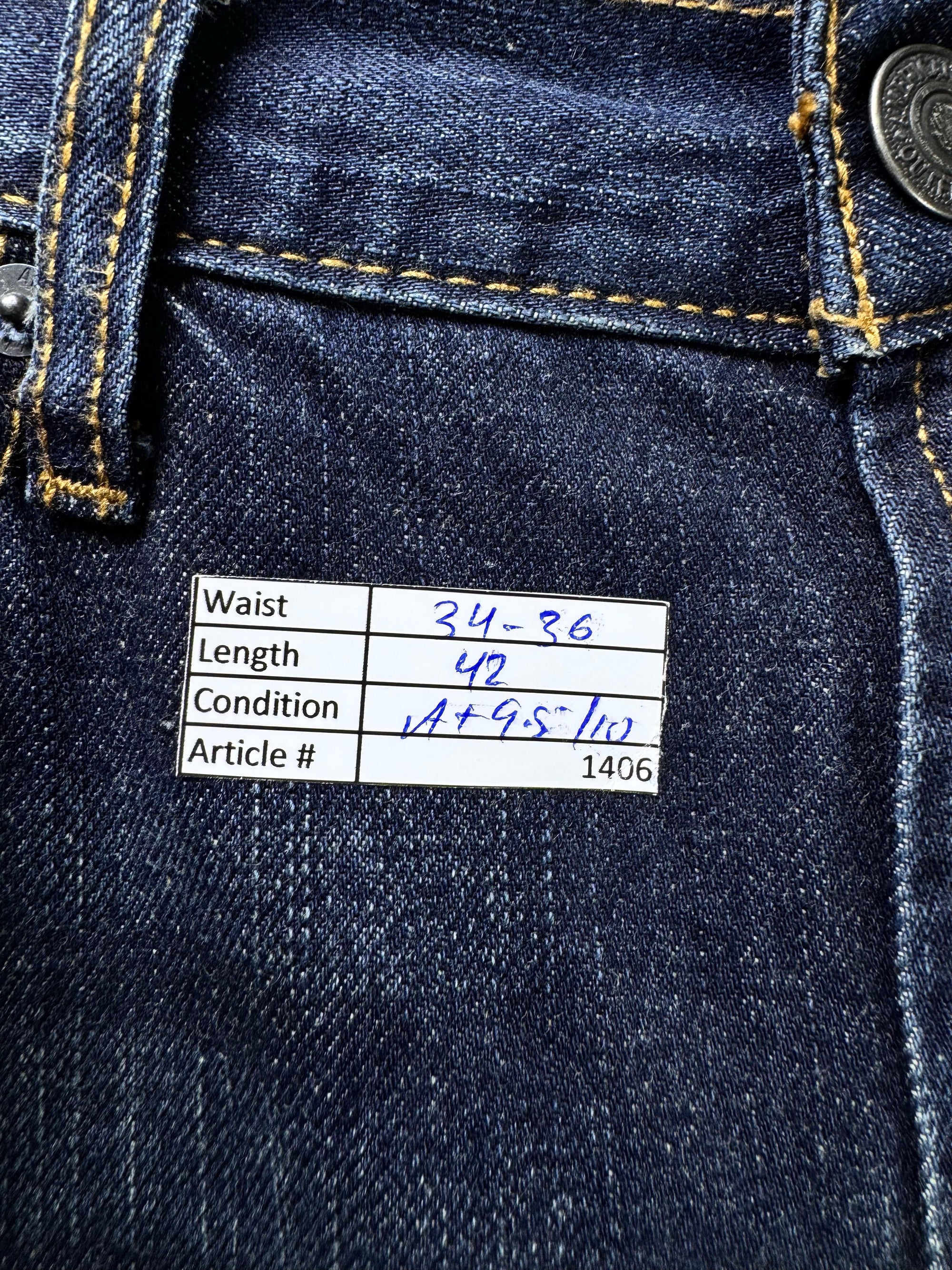 Americ*n Eagle® Waist: 34" to 36" | Blue | Straight Fit Denim Pants | Cotton | 1406 - Genuine Maal
