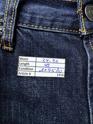 Americ*n Eagle® Waist: 34" to 36" | Blue | Straight Fit Denim Pants | Cotton | 1406 - Genuine Maal