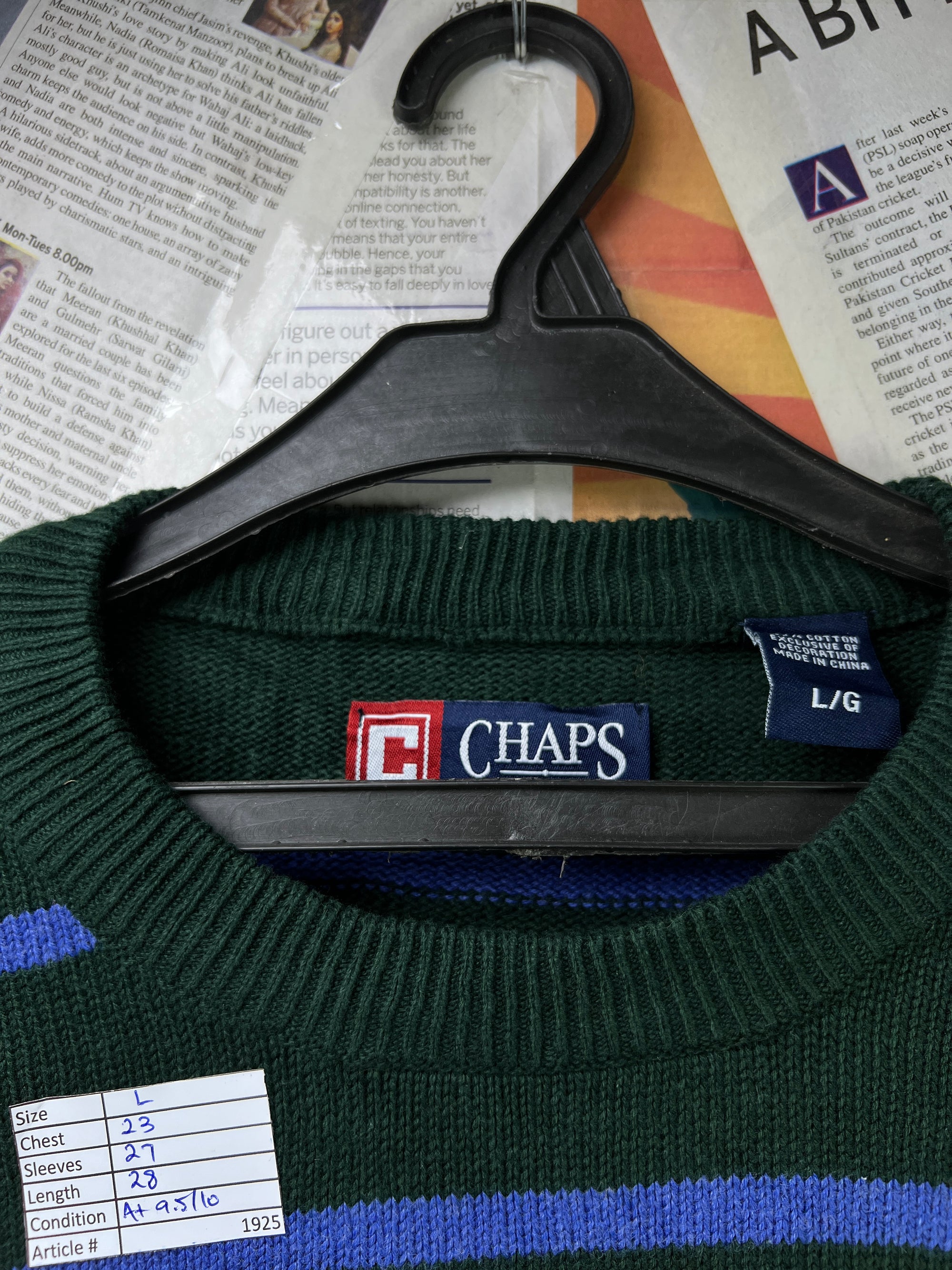CHAPS® Large | Chest: 23" | Knit Sweater | Cotton | 1925 - Genuine Maal