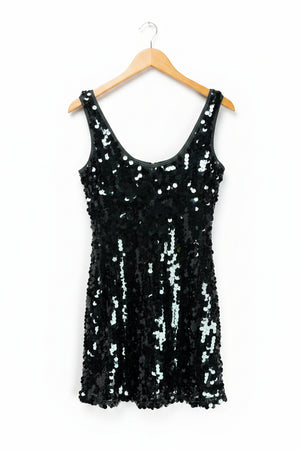 F&F® XS | Bust: 16.5" | Solid Metallic Sequin Dark Emerald Green | Mini Dress | B5 - 5050 - Genuine Maal