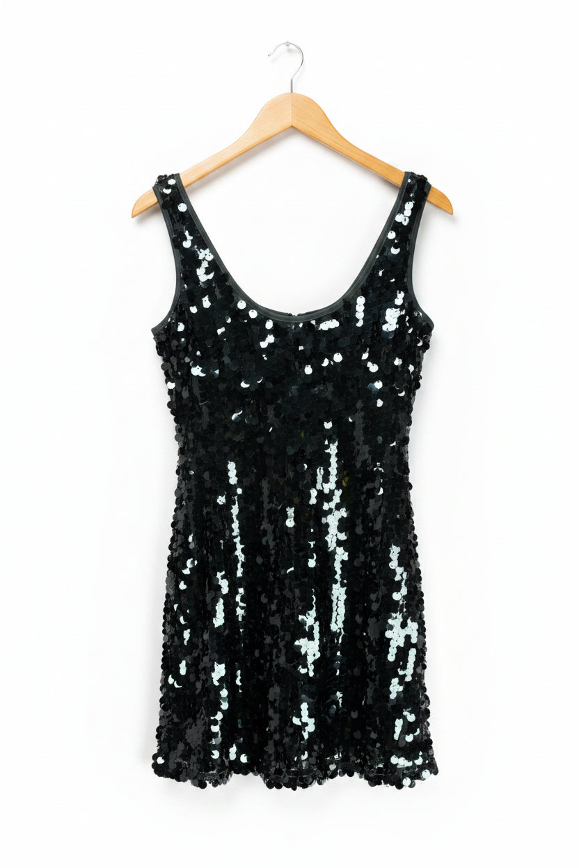 F&F® XS | Bust: 16.5" | Solid Metallic Sequin Dark Emerald Green | Mini Dress | B5 - 5050 - Genuine Maal