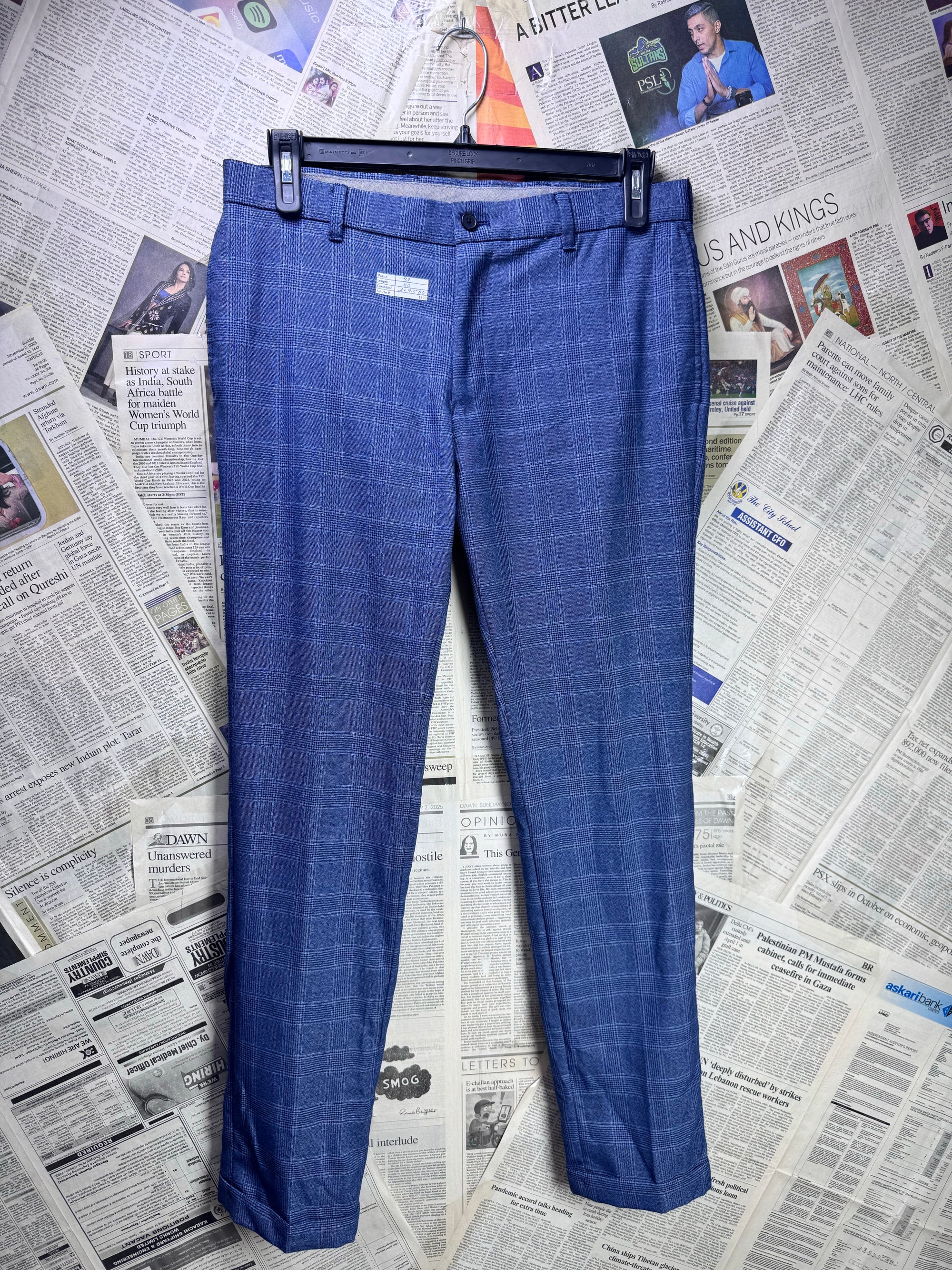 Next® Waist: 32" | Bluish Purple Glen Check | Skinny Fit Pants | Poly - Viscose | 1420 - Genuine Maal
