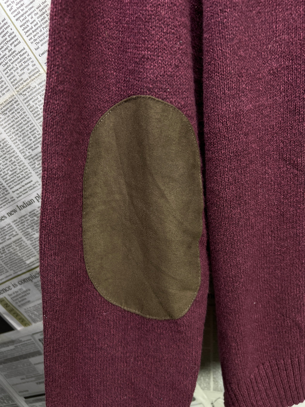 CHAPS® XL | Chest: 25.5" | Burgundy | Knit Quarter Zip Sweater | Cotton | 1927 - Genuine Maal