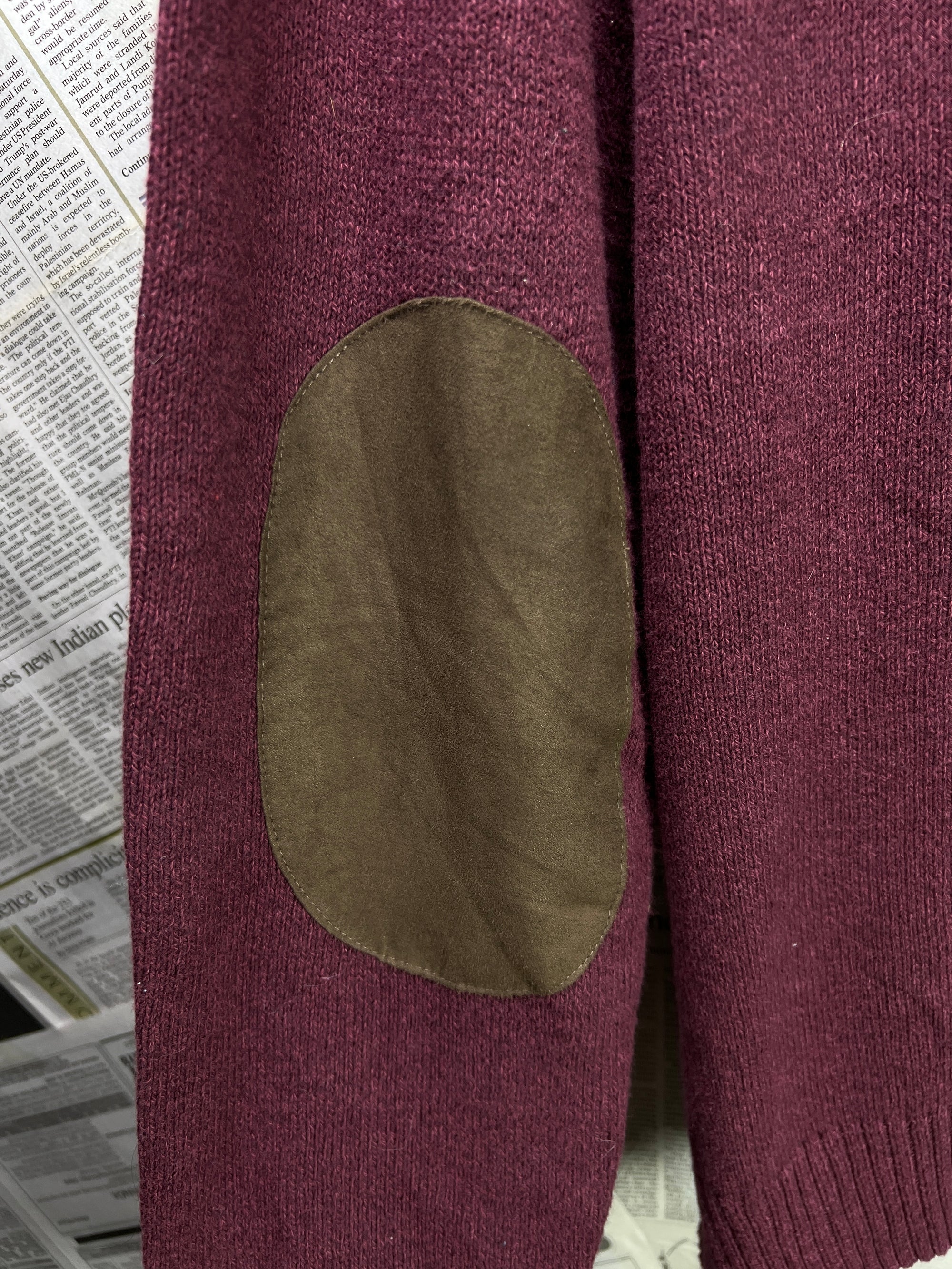 CHAPS® XL | Chest: 25.5" | Burgundy | Knit Quarter Zip Sweater | Cotton | 1927 - Genuine Maal