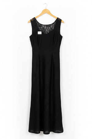 Miusol® XS | Bust: 17" | Floral Lace Pattern Black | Maxi Dress | B5 - 5029 - Genuine Maal