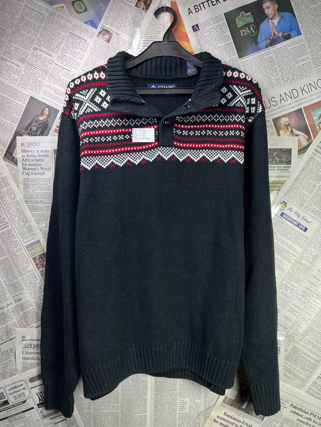 CHAPS® Large | Chest: 24" | Knit Quarter Zip Sweater | Ramie/Cotton | 1926 - Genuine Maal