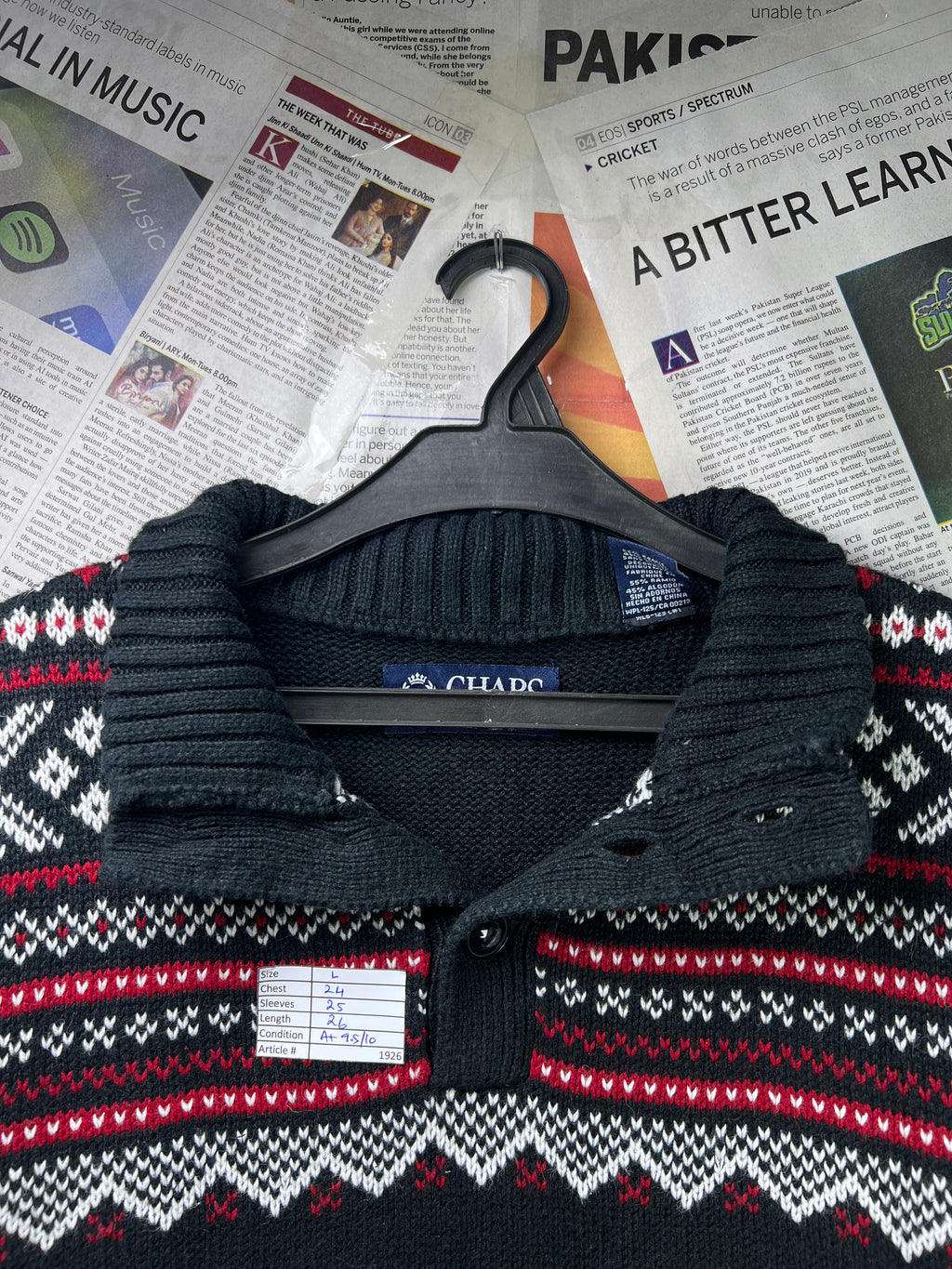 CHAPS® Large | Chest: 24" | Knit Quarter Zip Sweater | Ramie/Cotton | 1926 - Genuine Maal