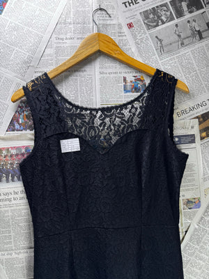 Miusol® XS | Bust: 17" | Floral Lace Pattern Black | Maxi Dress | B5 - 5029 - Genuine Maal