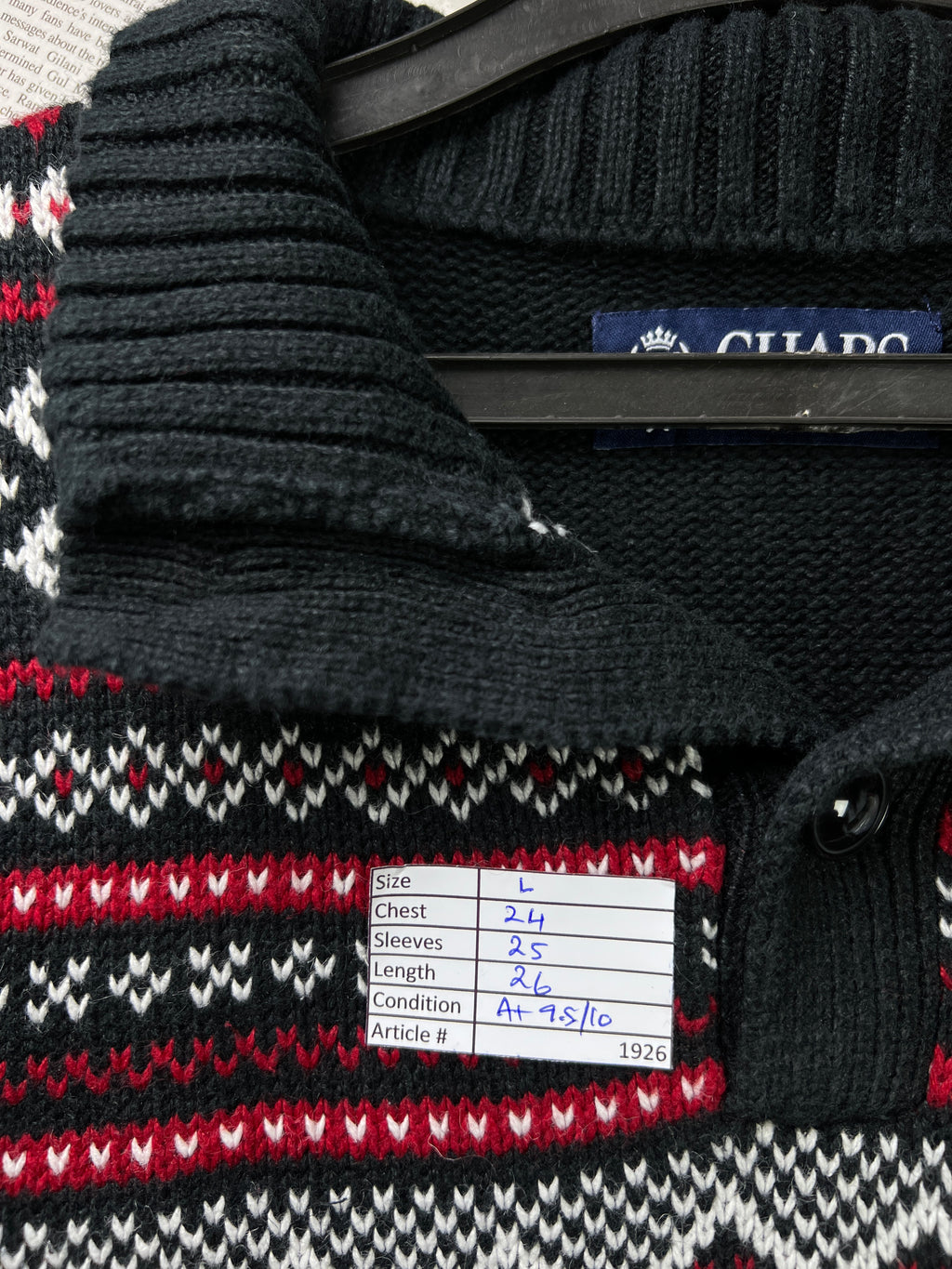 CHAPS® Large | Chest: 24" | Knit Quarter Zip Sweater | Ramie/Cotton | 1926 - Genuine Maal