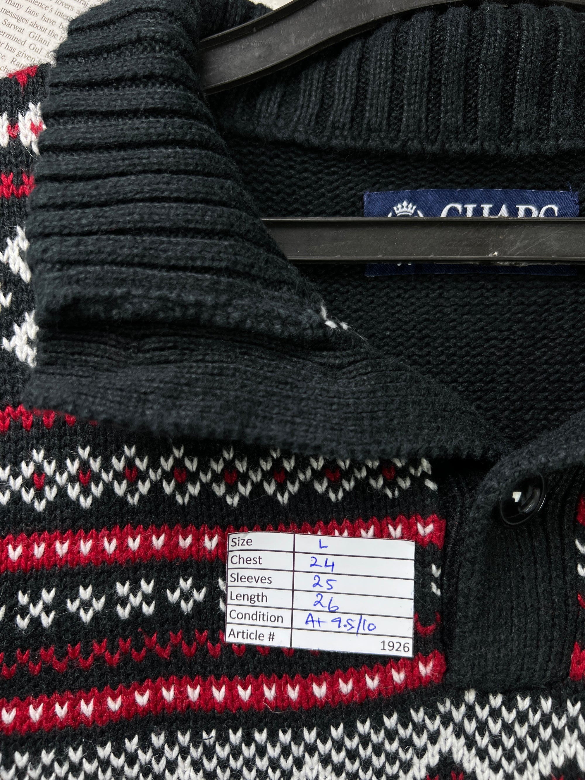 CHAPS® Large | Chest: 24" | Knit Quarter Zip Sweater | Ramie/Cotton | 1926 - Genuine Maal