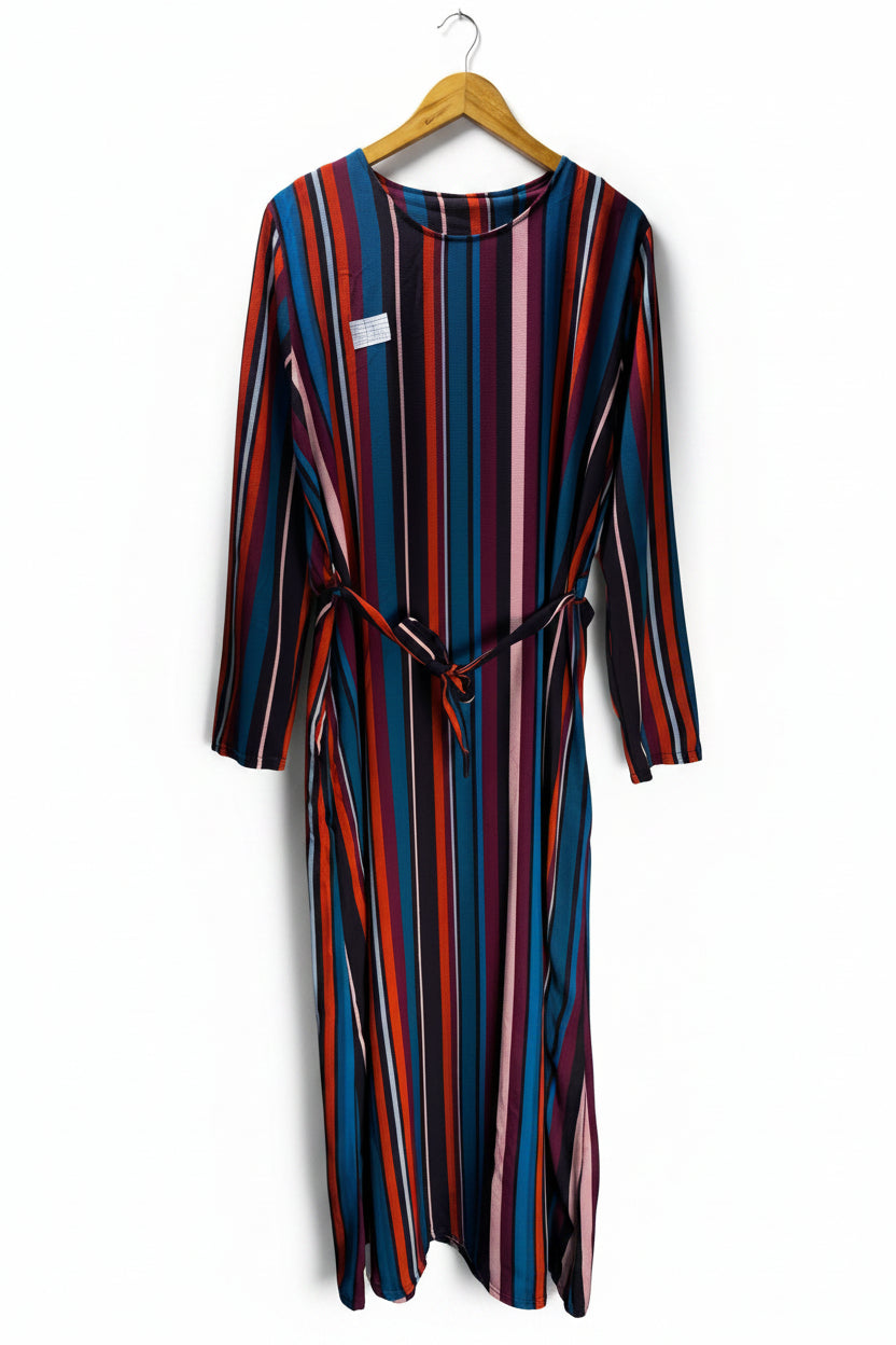 ® XXL | Bust: 23" | Vertical Candy Stripe Pattern Multi - color | Maxi Dress | B5 - 5040 - Genuine Maal