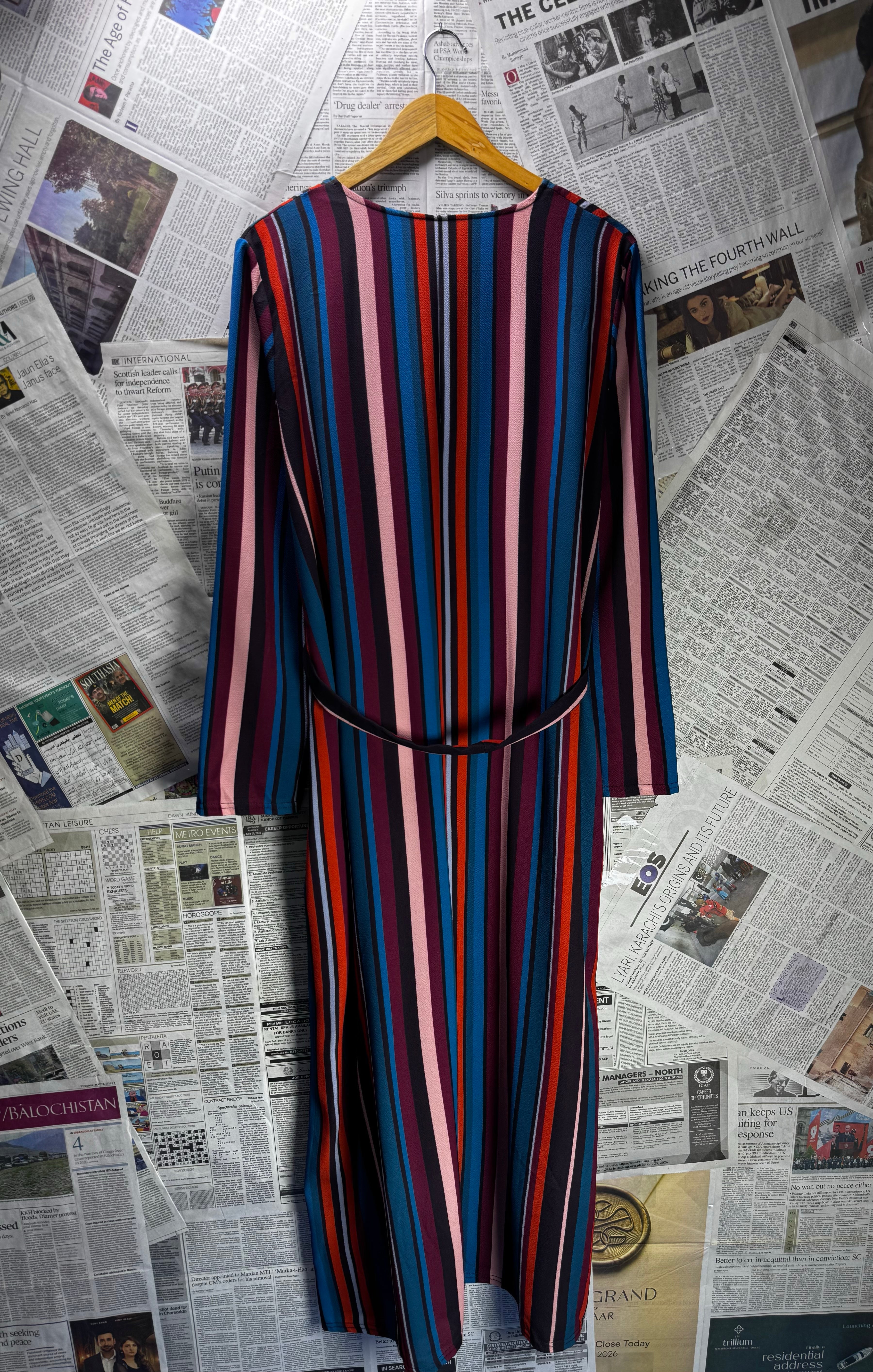® XXL | Bust: 23" | Vertical Candy Stripe Pattern Multi - color | Maxi Dress | B5 - 5040 - Genuine Maal