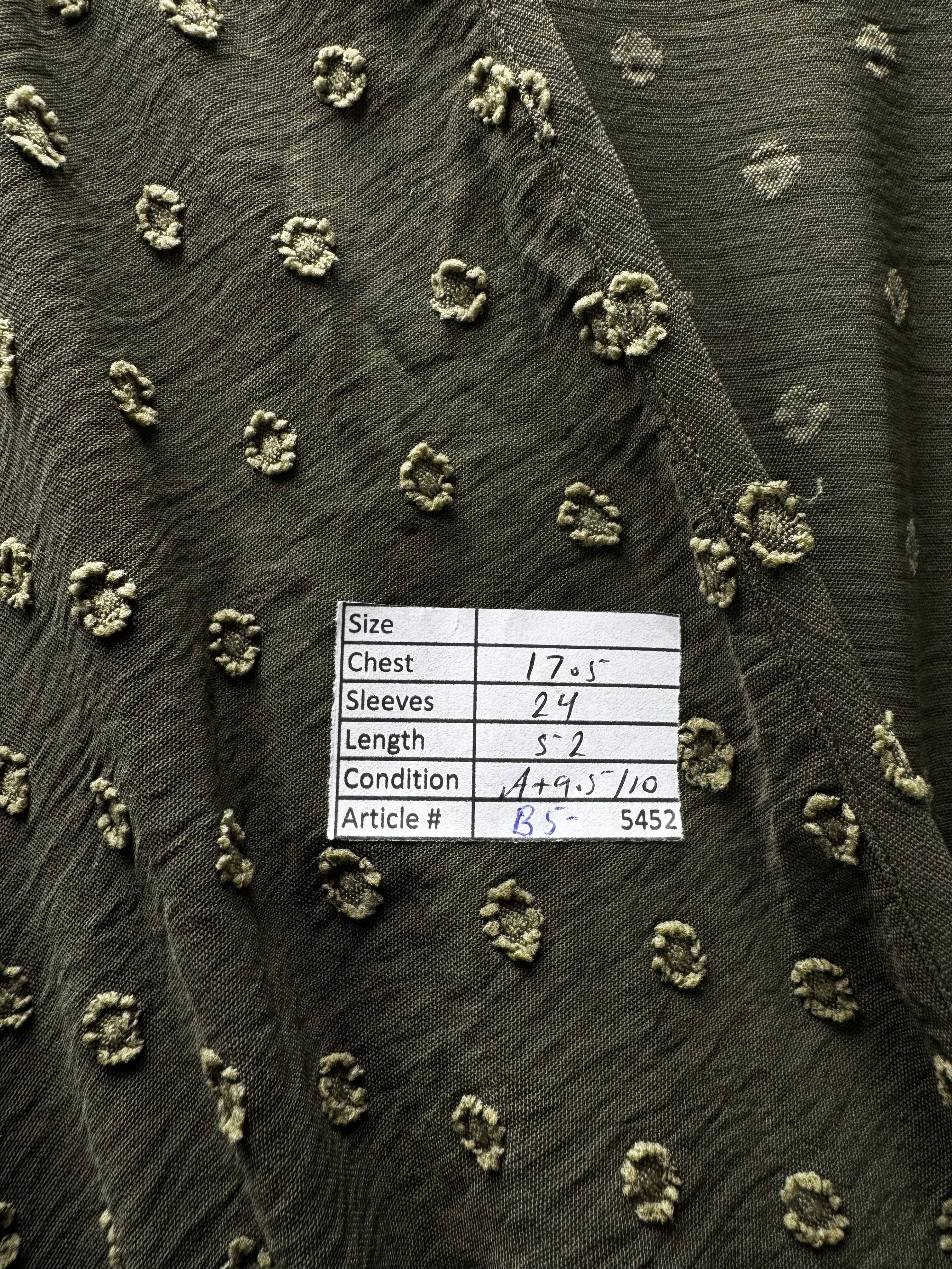 Shein® Small | Bust: 17.5" | Swiss Dot Olive Green | Maxi Dress | B5 - 5452
