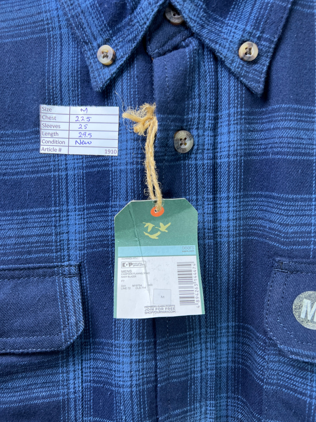 Outdoor Life® Medium | Chest 22.5 | Blue | Warm Shirt | Flannel Cotton | 1910 - Genuine Maal