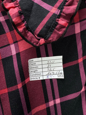 Dusk® XL | Bust: 21.5" | Tartan Plaid Deep Magenta Pink | Mini Dress | B5 - 5058 - Genuine Maal
