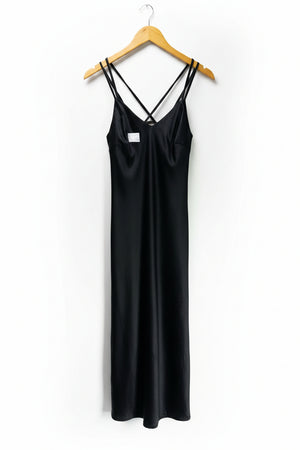 River Island® XS | Bust: 16" | Solid Jet Black | Bodicon Midi Dress | B6 - 5425 - Genuine Maal