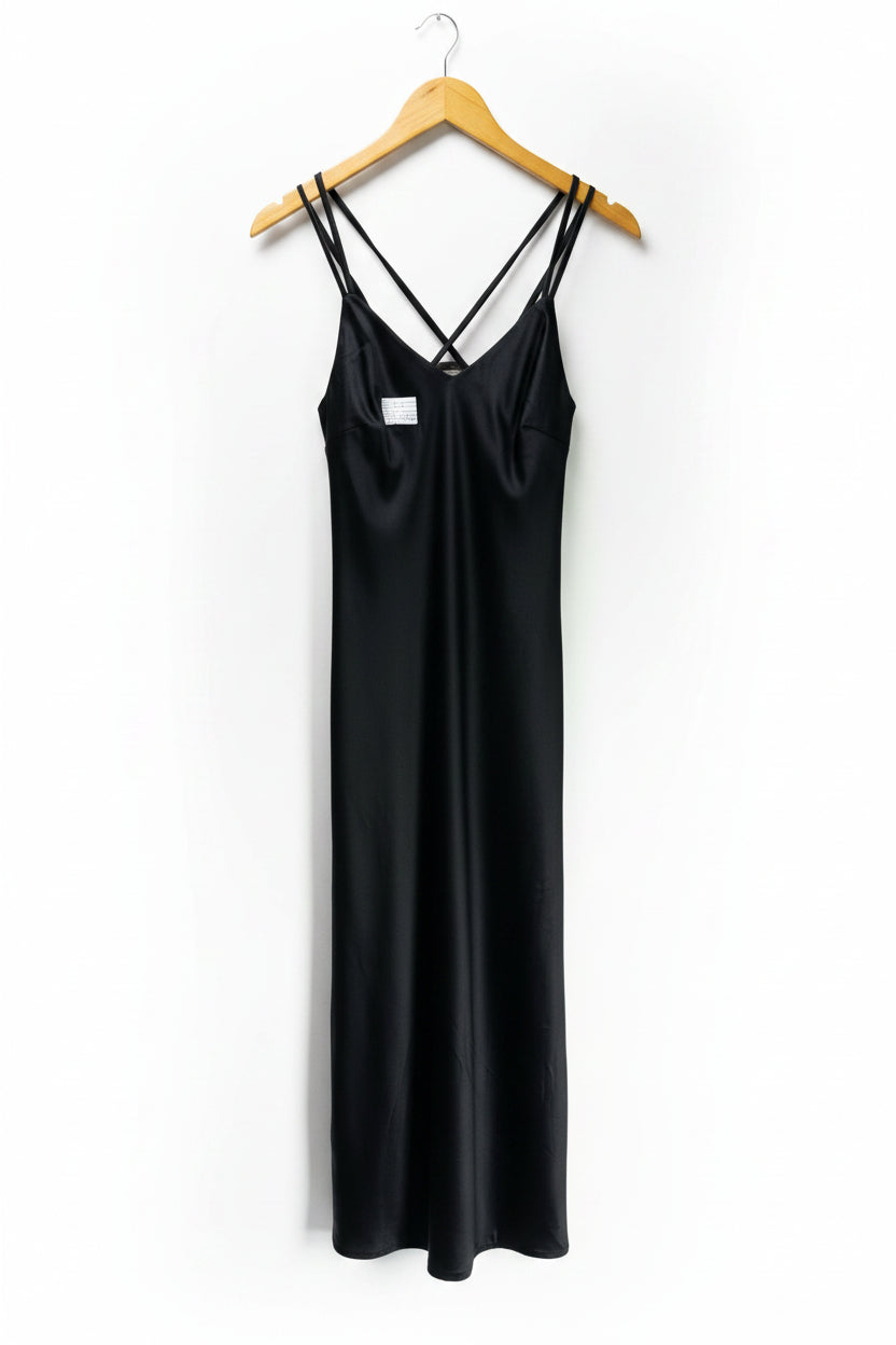 River Island® XS | Bust: 16" | Solid Jet Black | Bodicon Midi Dress | B6 - 5425 - Genuine Maal