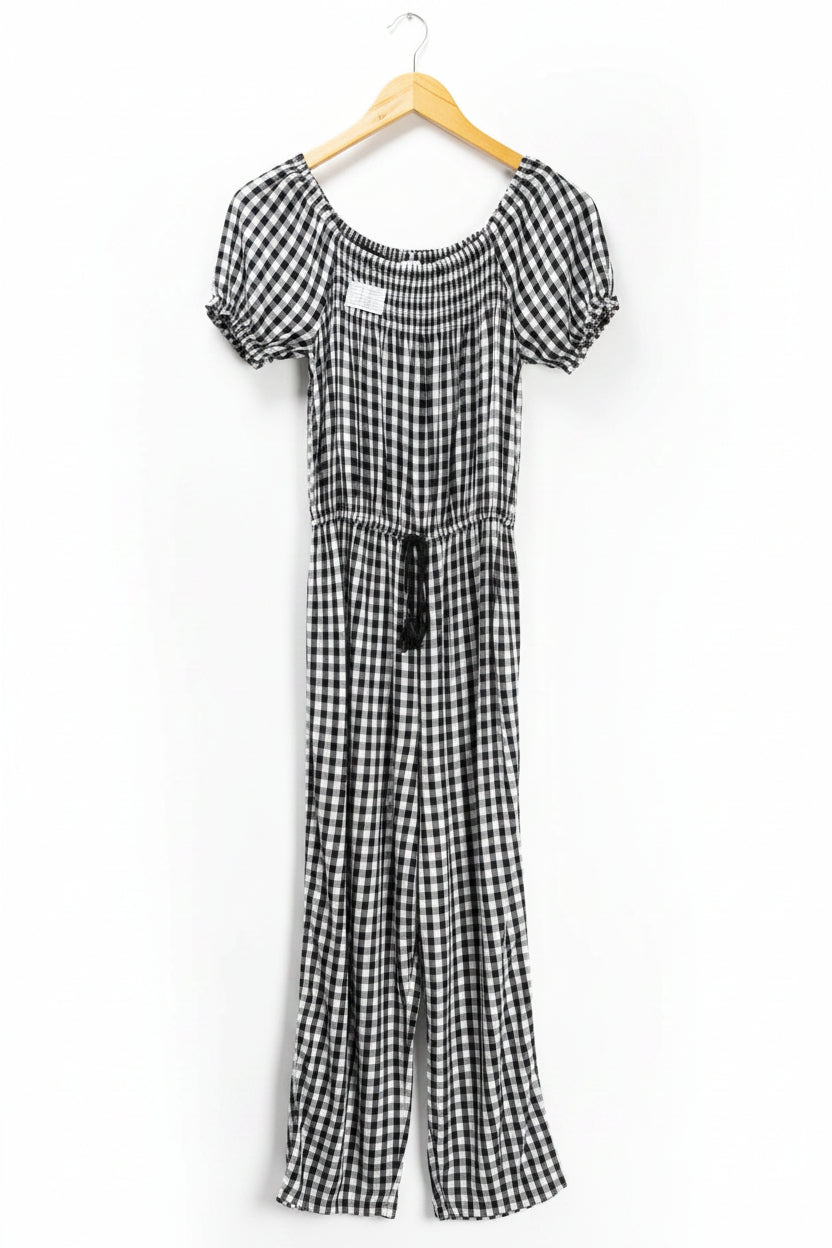 Next® XS | Bust: 16" | Gingham Black and White | Midi Dress | B6 - 5423 - Genuine Maal