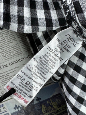 Next® XS | Bust: 16" | Gingham Black and White | Midi Dress | B6 - 5423 - Genuine Maal