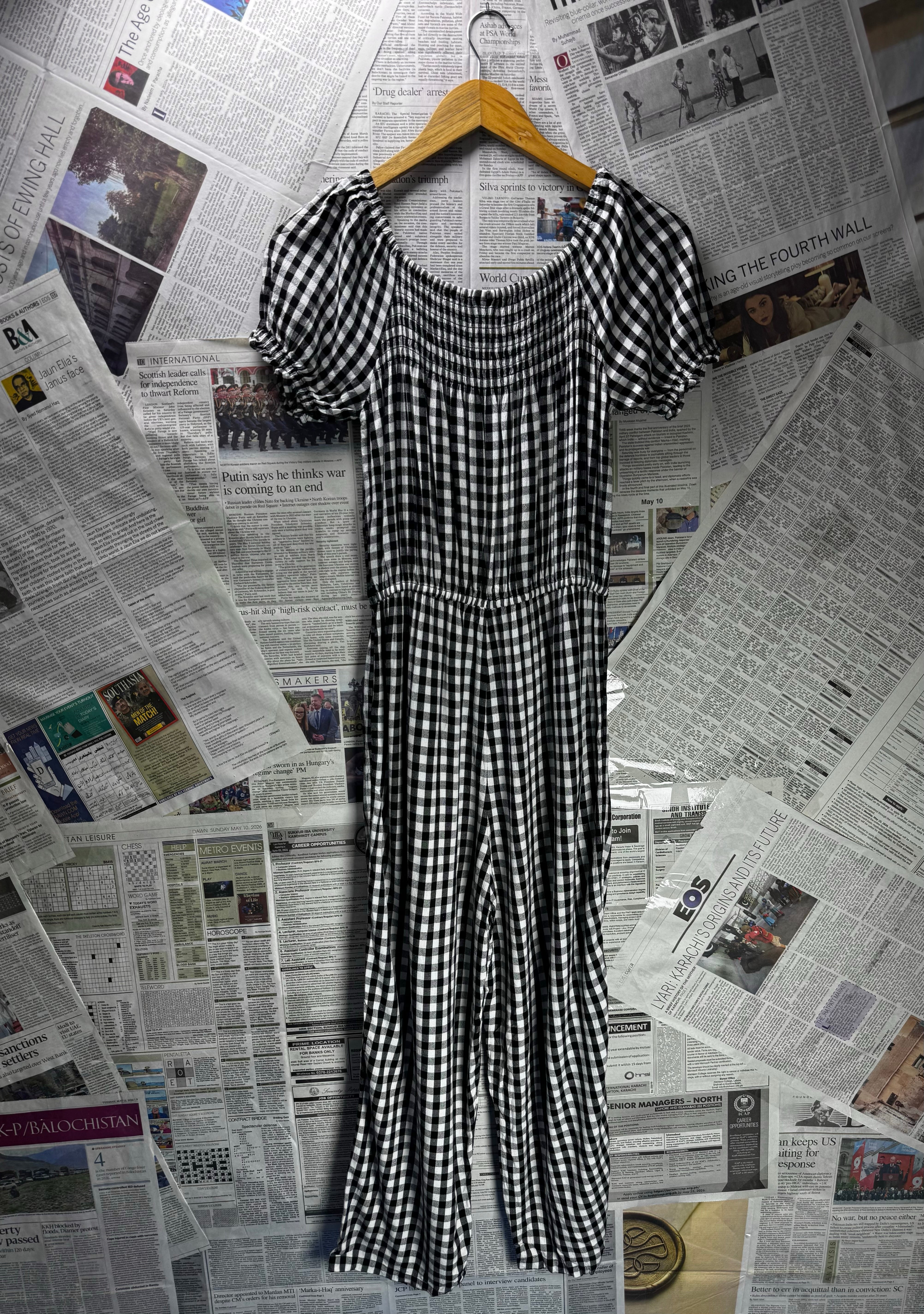 Next® XS | Bust: 16" | Gingham Black and White | Midi Dress | B6 - 5423 - Genuine Maal