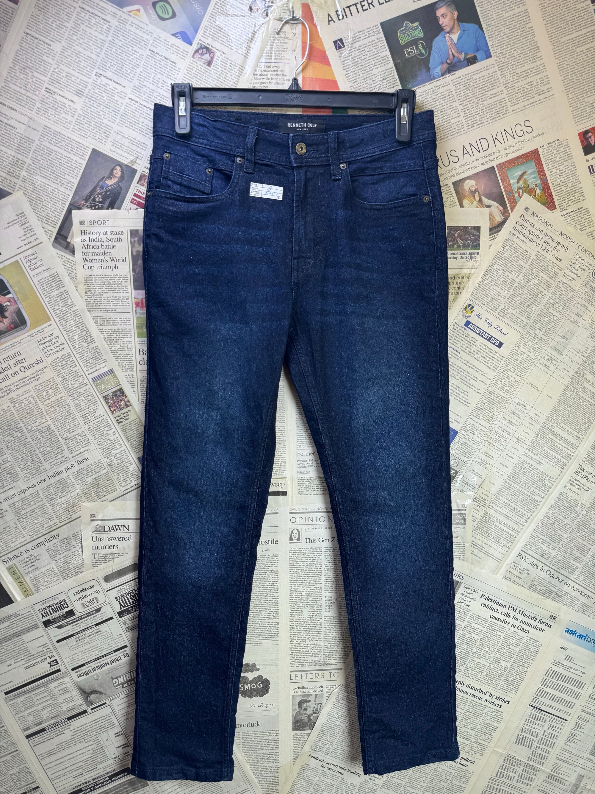 Kenneth Cole® Waist: 30" | Navy Blue | Straight/Tappered Denim Pants | Cotton - Poly - Elastane | 1414 - Genuine Maal