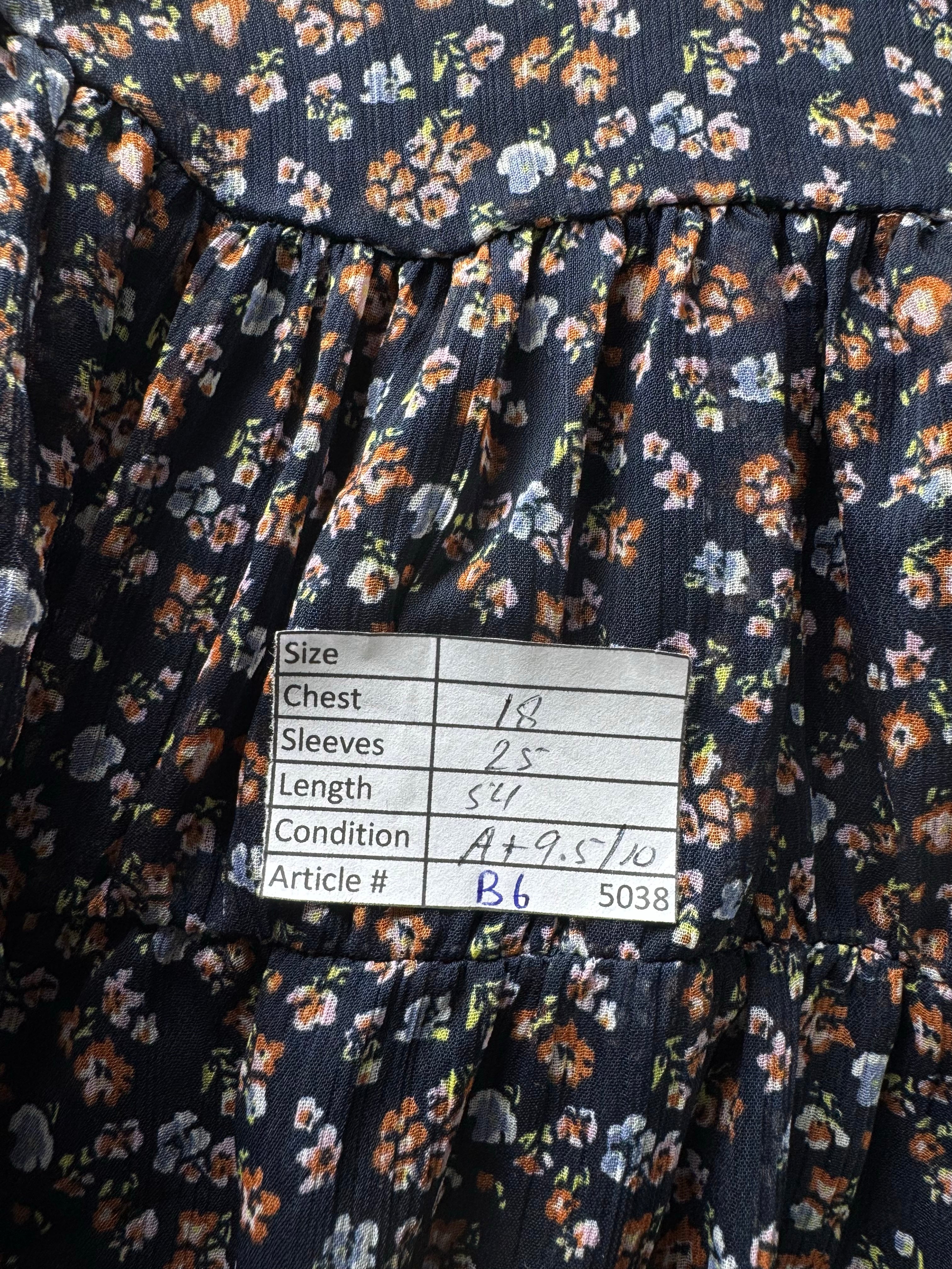 Vero Moda® Small | Bust: 18" | Ditsy Floral Dark Navy Blue | Maxi Dress | B6 - 5038 - Genuine Maal