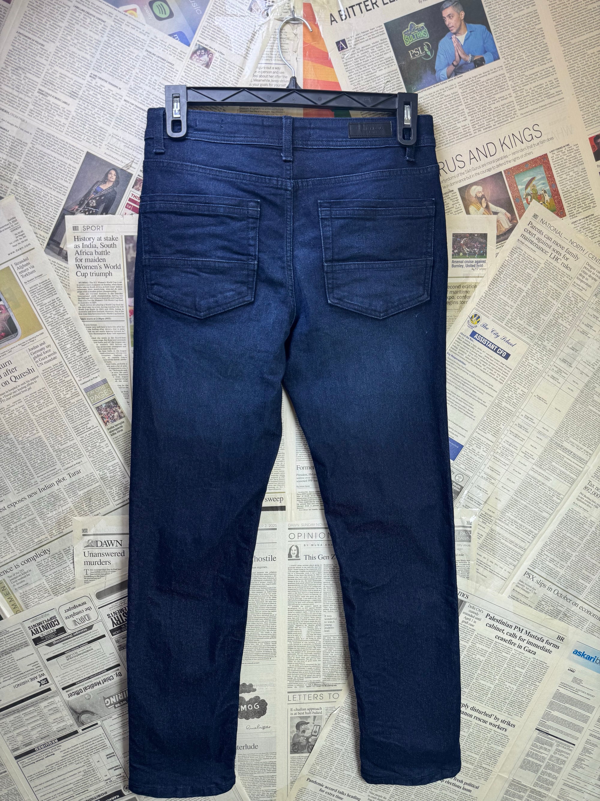 Kenneth Cole® Waist: 30" | Navy Blue | Straight/Tappered Denim Pants | Cotton - Poly - Elastane | 1414 - Genuine Maal