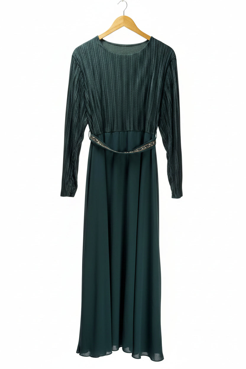 ® Large | Bust: 21" | Solid Emerald Green | Maxi Dress | B6 - 5055 - Genuine Maal