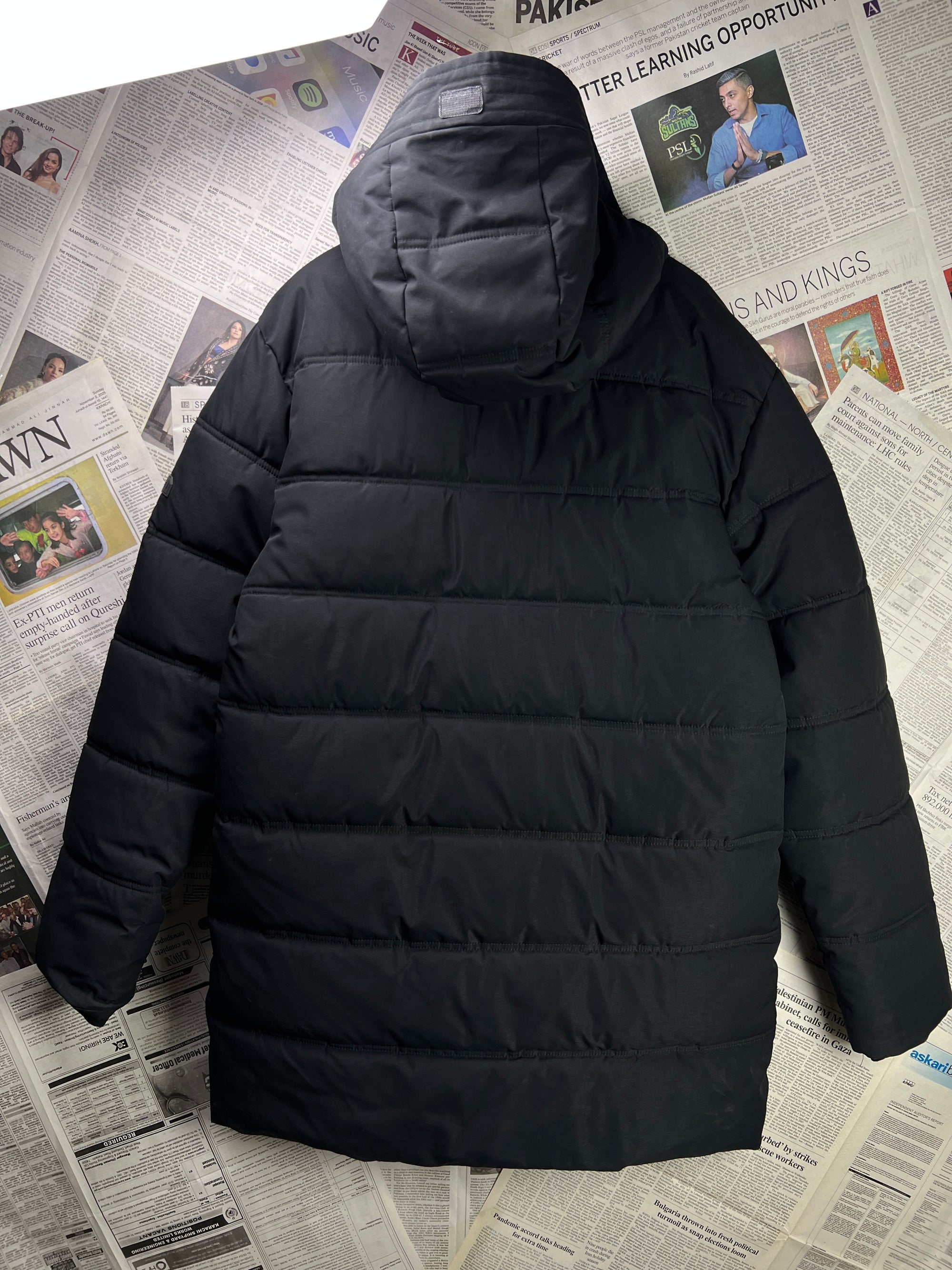 Sonneti London® Medium | Chest 22.5 | Black | Long Puffer Jacket with Hoodie | Polyester | 1929 - Genuine Maal