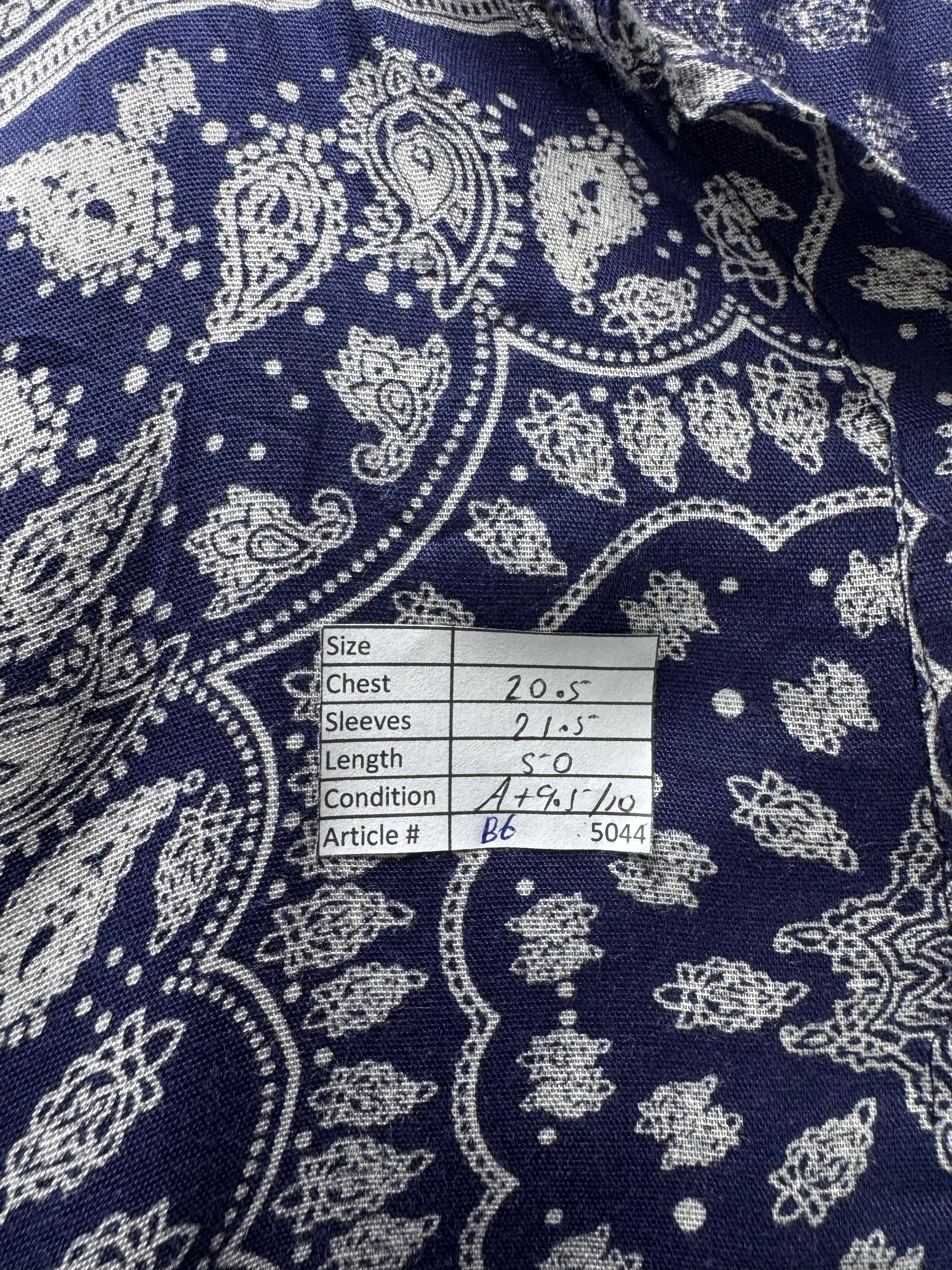 Blackberry® Large | Bust: 20.5" | Bandana Navy Blue and White | Maxi Dress | B6 - 5044