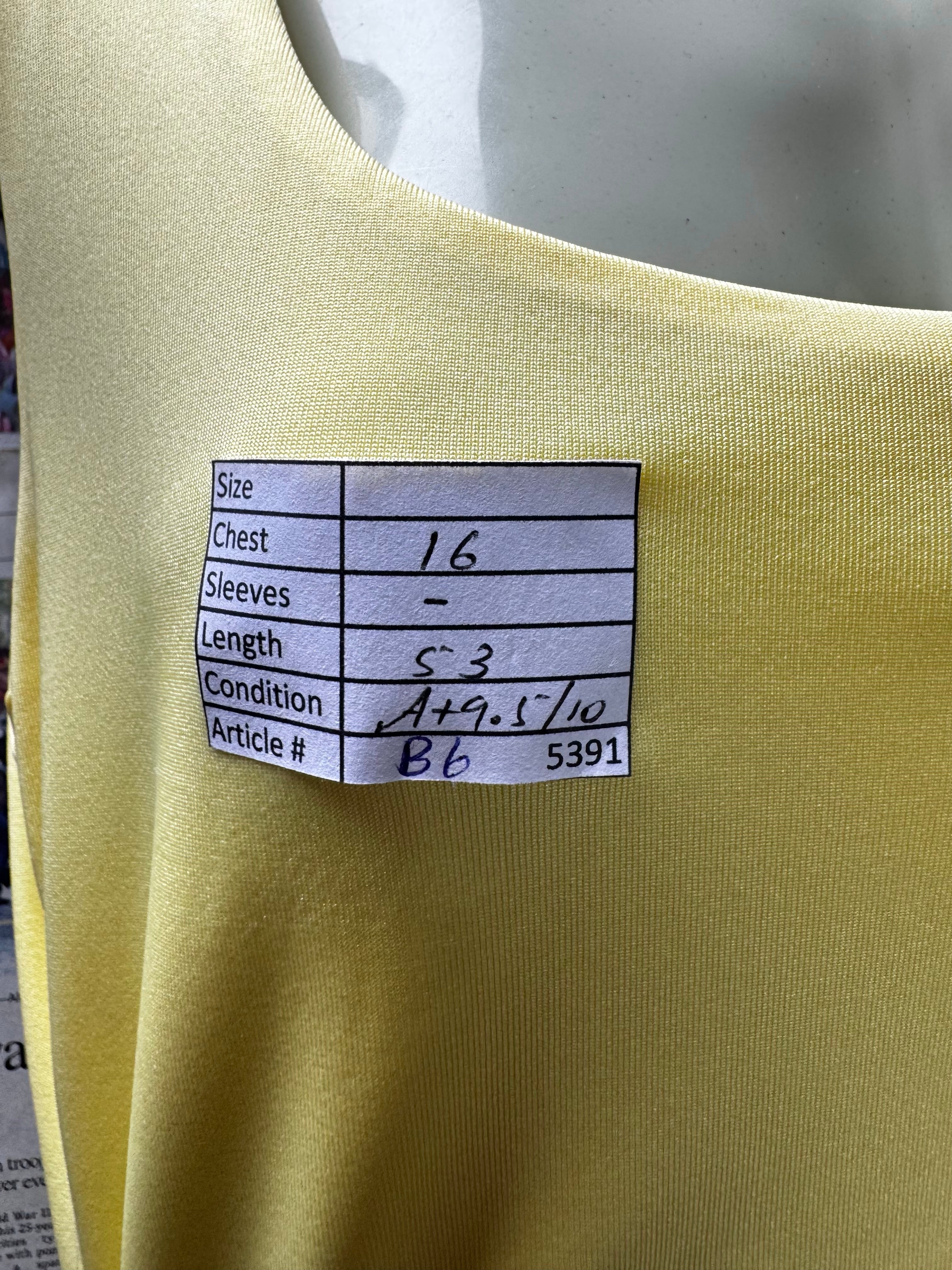® XS | Bust: 16" | Solid Pastel Yellow | Maxi Dress | B6 - 5391