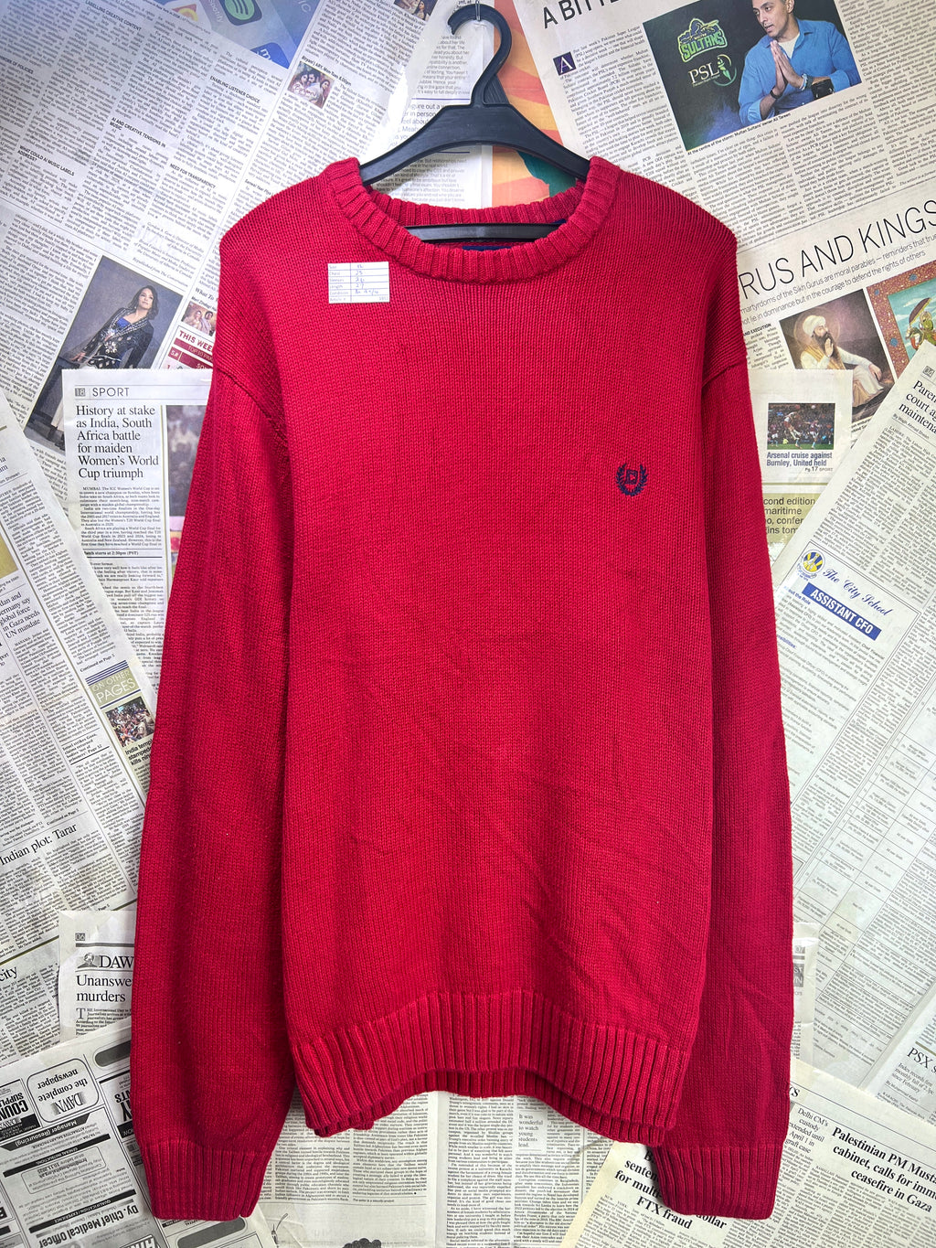 CHAPS® XL | Chest: 25" | Red | Knit Sweater | Cotton | 1851 - Genuine Maal