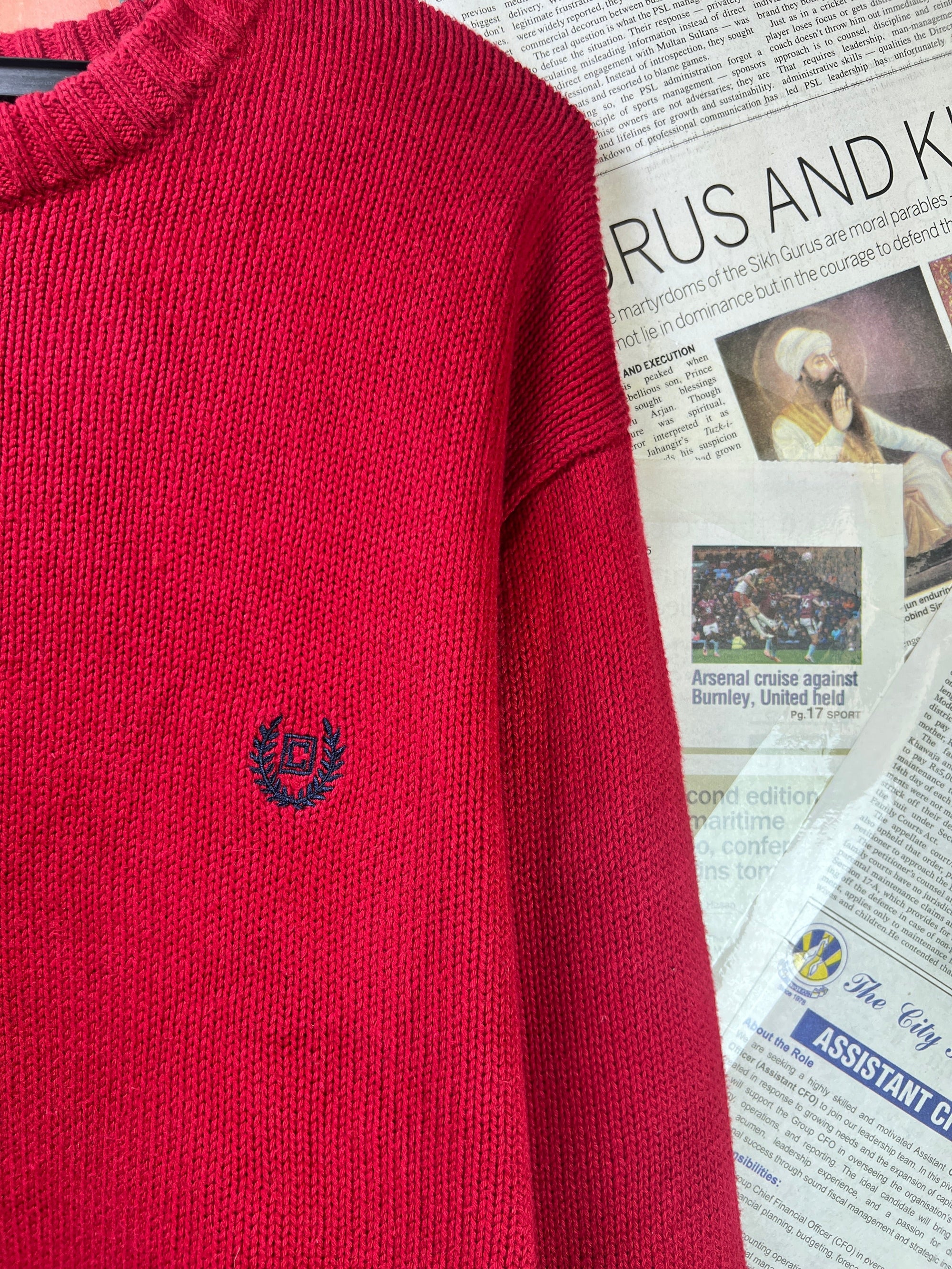 CHAPS® XL | Chest: 25" | Red | Knit Sweater | Cotton | 1851 - Genuine Maal