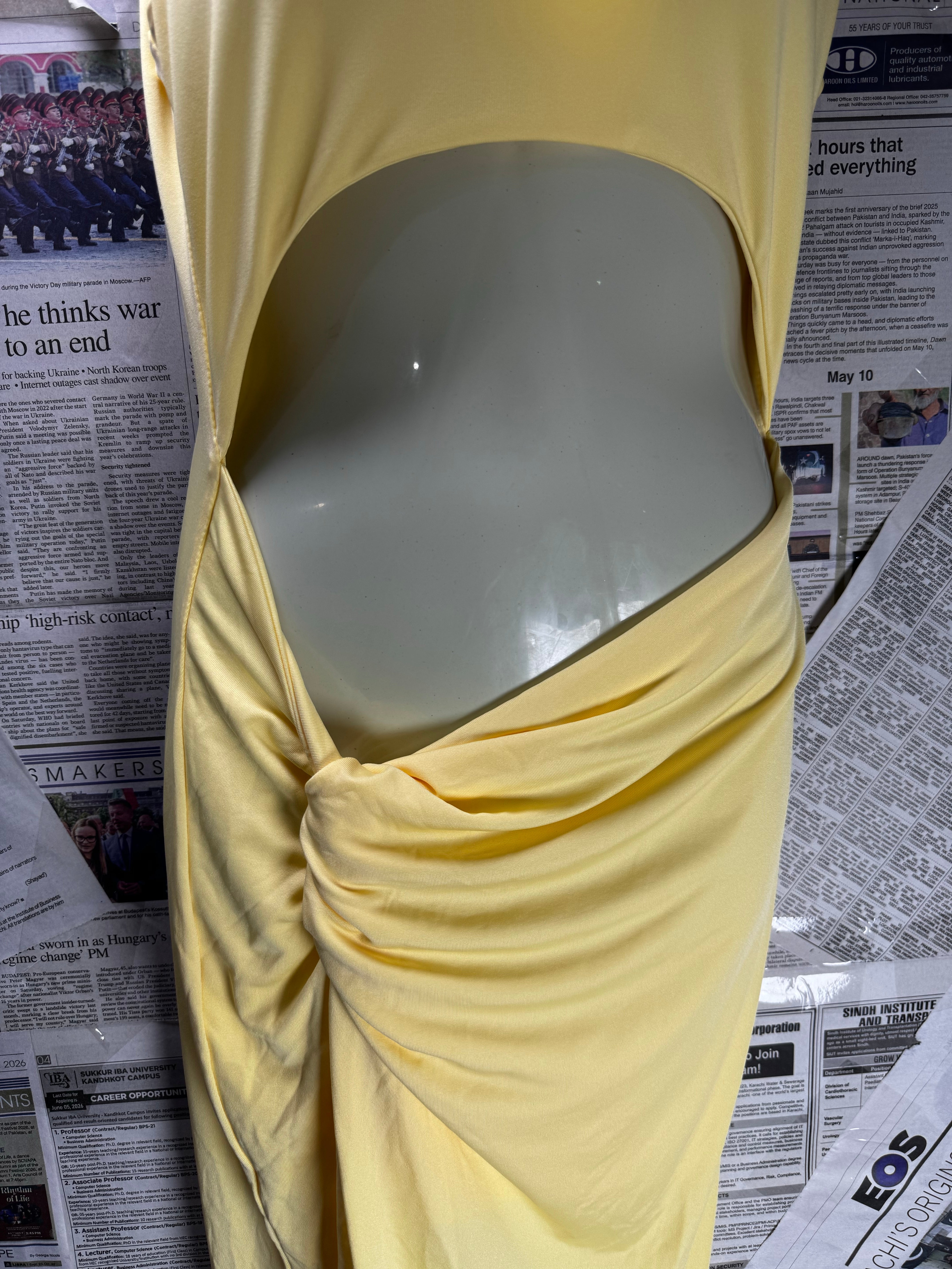 ® XS | Bust: 16" | Solid Pastel Yellow | Maxi Dress | B6 - 5391 - Genuine Maal
