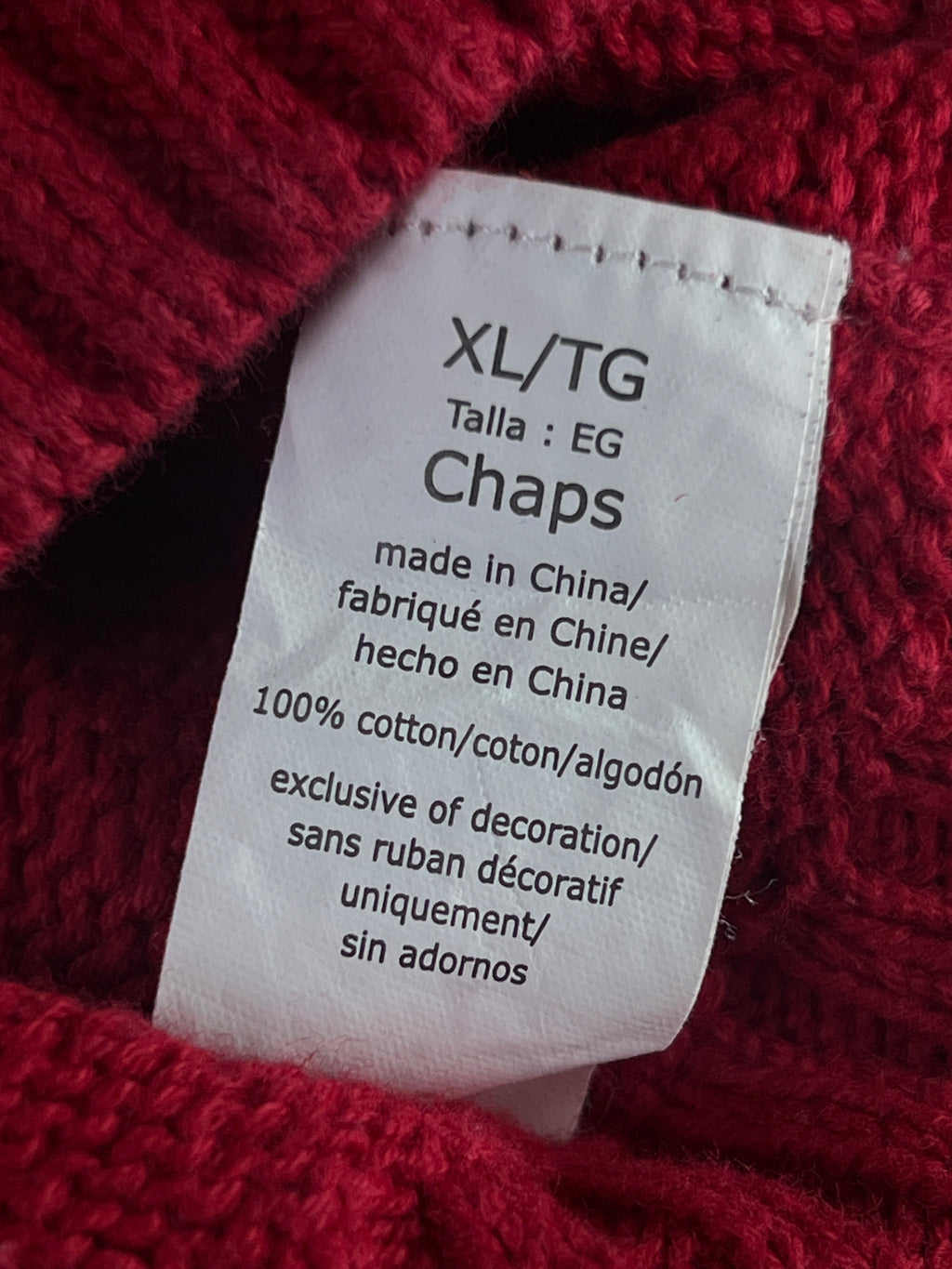 CHAPS® XL | Chest: 25" | Red | Knit Sweater | Cotton | 1851 - Genuine Maal