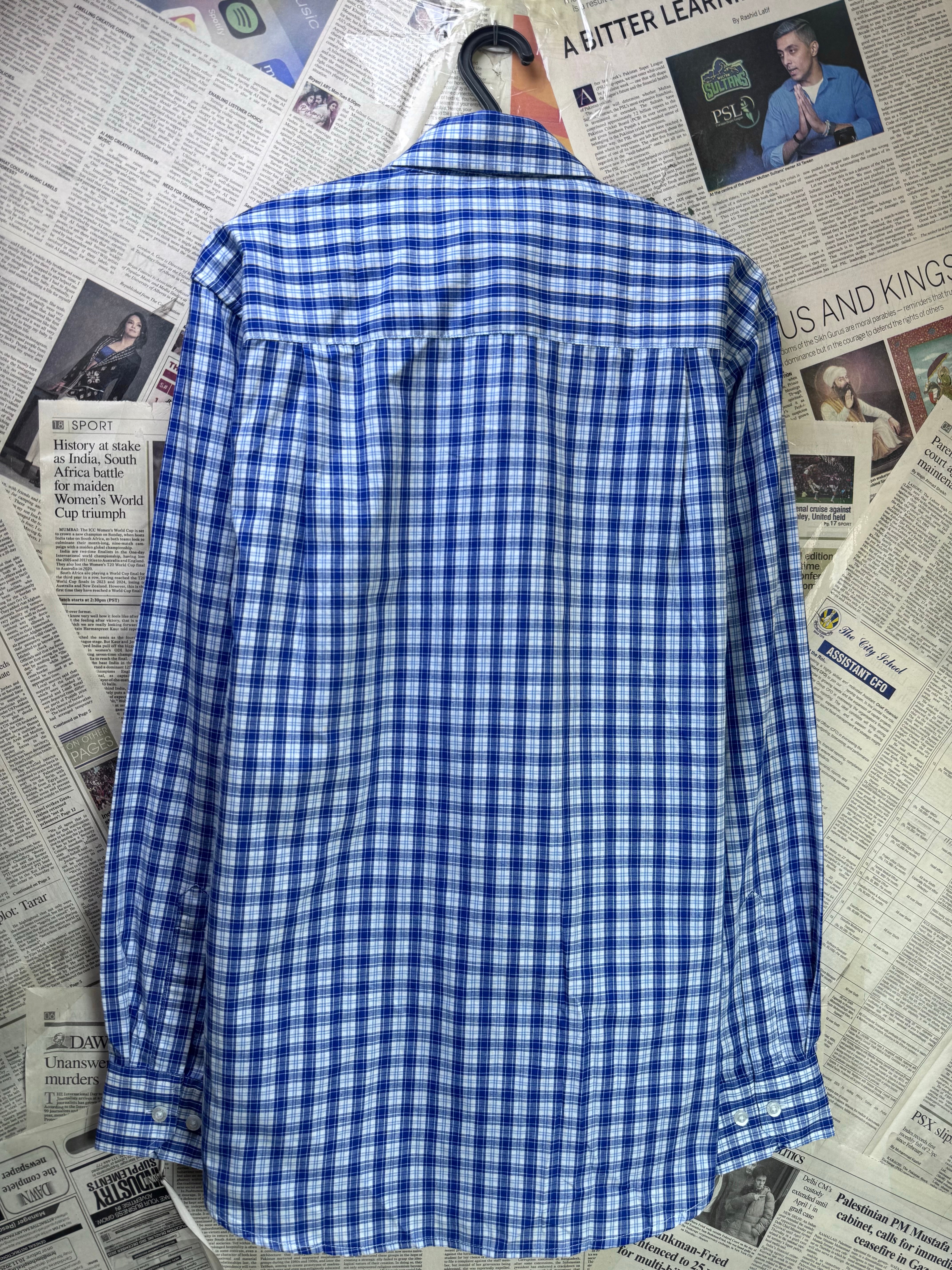 Peirre Cardrin® Medium | Chest: 21.5" | Blue Check | Shirt | Poly - Cotton | 3870 - Genuine Maal