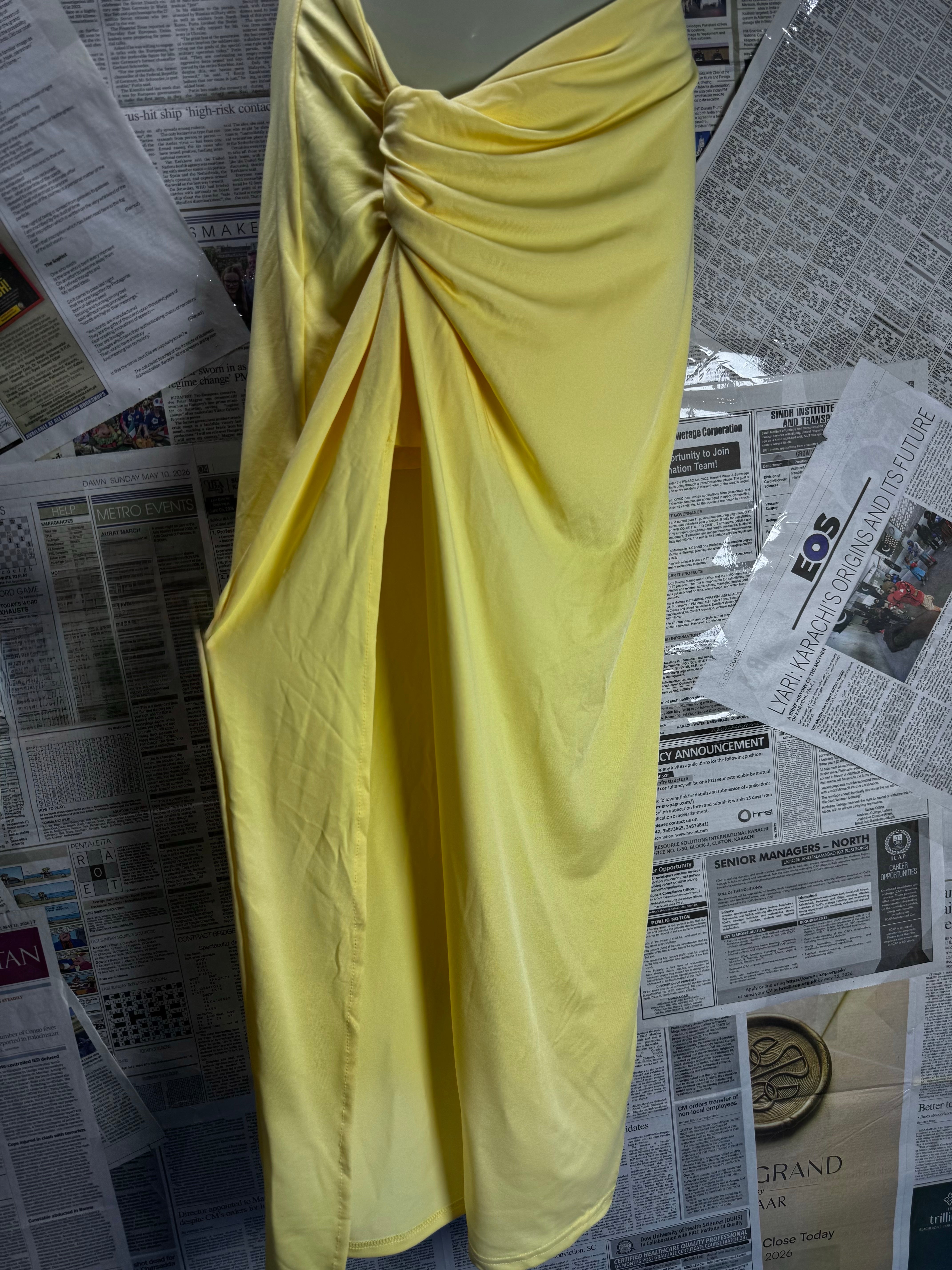 ® XS | Bust: 16" | Solid Pastel Yellow | Maxi Dress | B6 - 5391 - Genuine Maal
