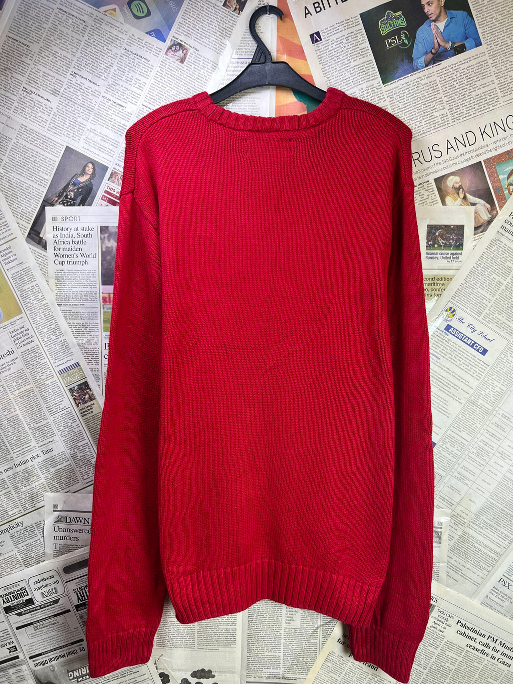 CHAPS® XL | Chest: 25" | Red | Knit Sweater | Cotton | 1851 - Genuine Maal