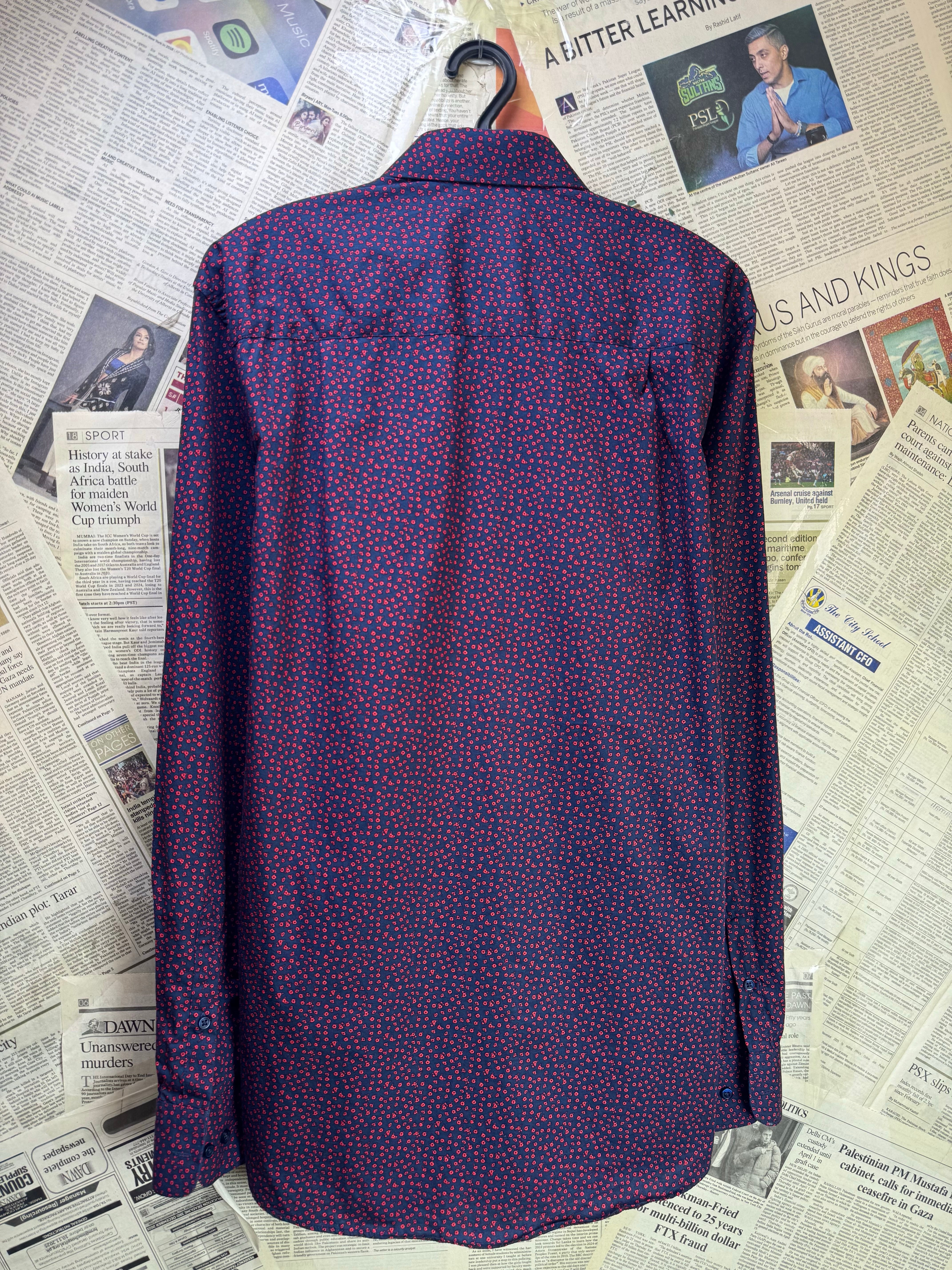 Next® Medium | Chest: 21.5" | Wine with Print | Shirt | Cotton | 3869 - Genuine Maal