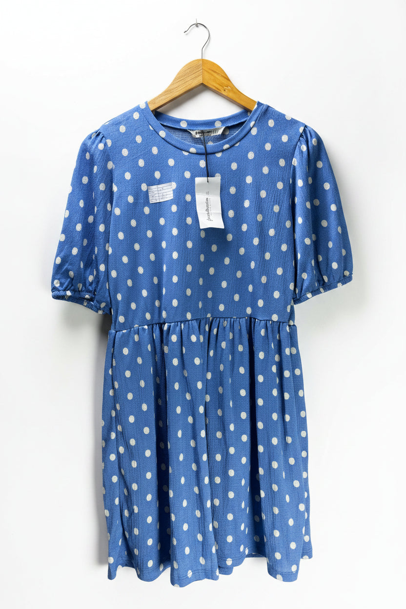Stradivarius® Small | Bust: 18" | Polka Dot Print Cornflower blue | Mini Dress | B6 - 5054 - Genuine Maal
