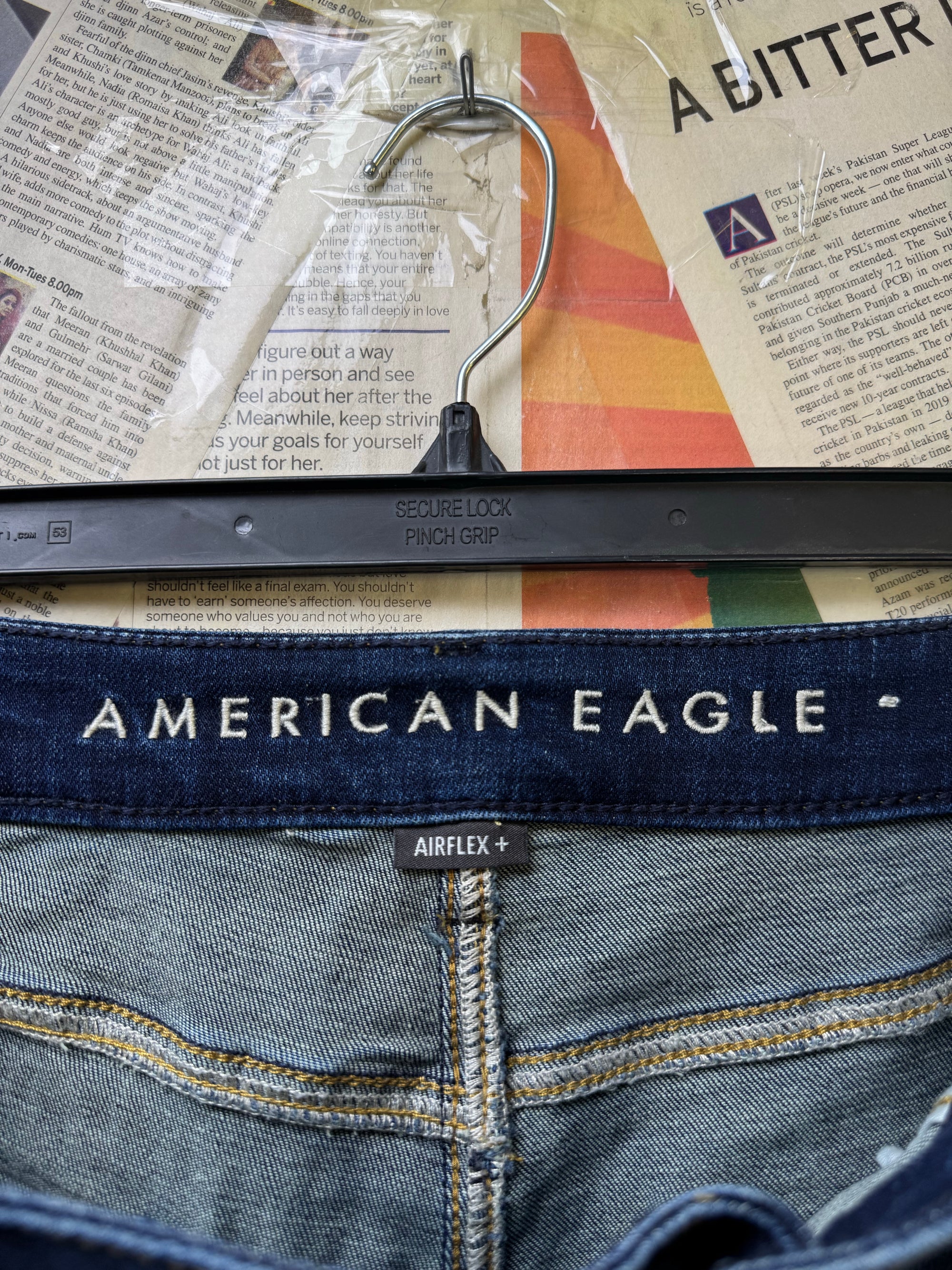 Americ*n Eagle® Waist: 34" | Blue | Regular Fit Boot Cut Denim Pants | Cotton - Elastane | 1410 - Genuine Maal