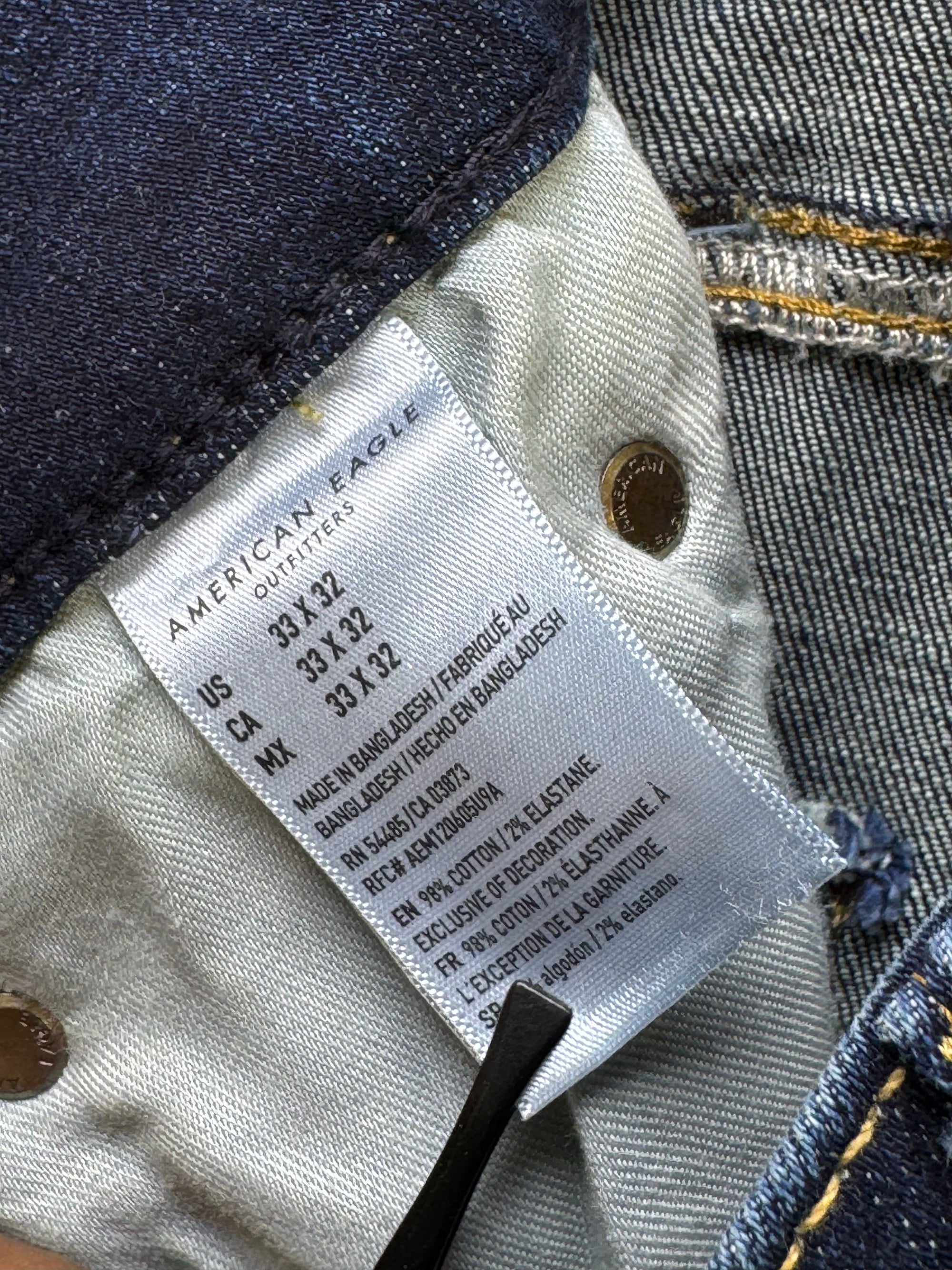 Americ*n Eagle® Waist: 34" | Blue | Regular Fit Boot Cut Denim Pants | Cotton - Elastane | 1410 - Genuine Maal