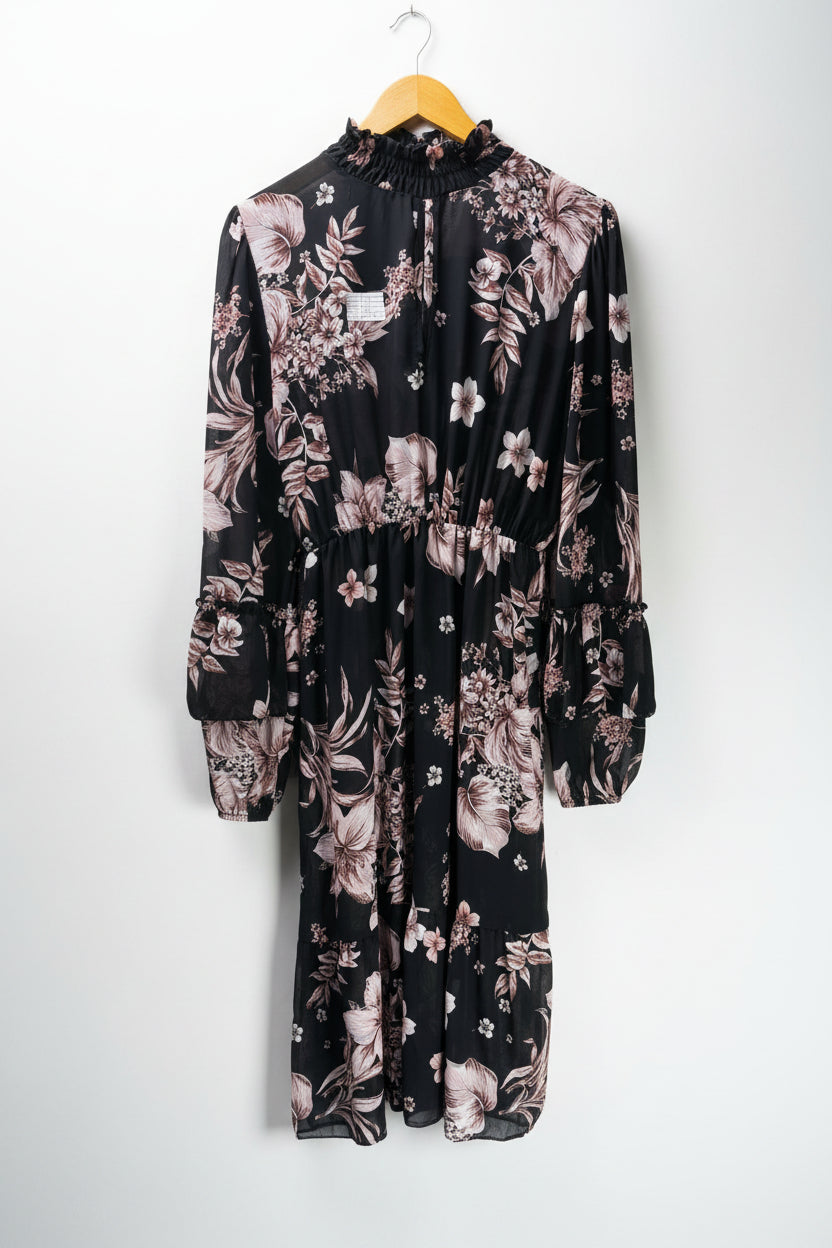® Medium | Bust: 19" | Floral Print | Midi Dress | B6 - 5386 - Genuine Maal